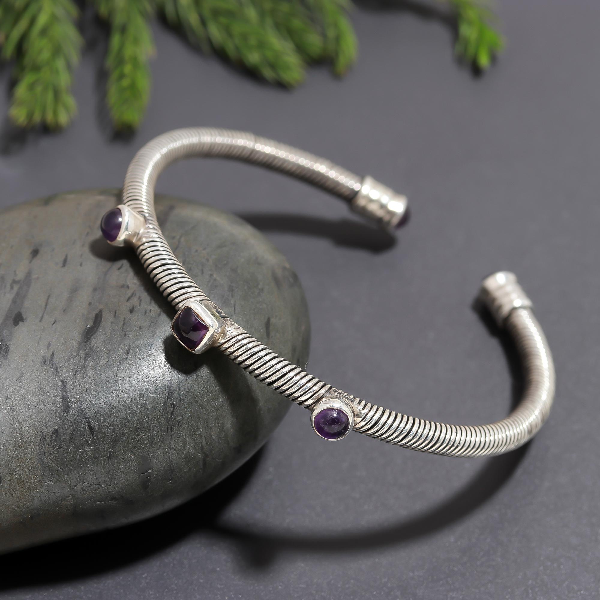 925 Silver Coil Wire Cuff Bracelet