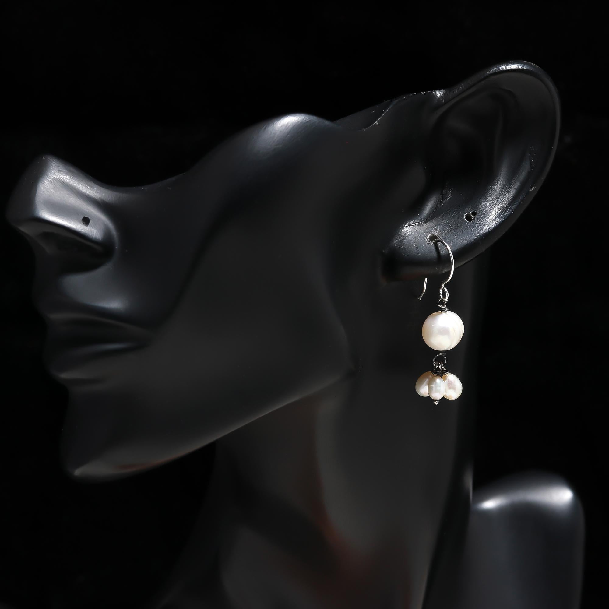 925 Silver Freshwater Pearl Dangle Earrings