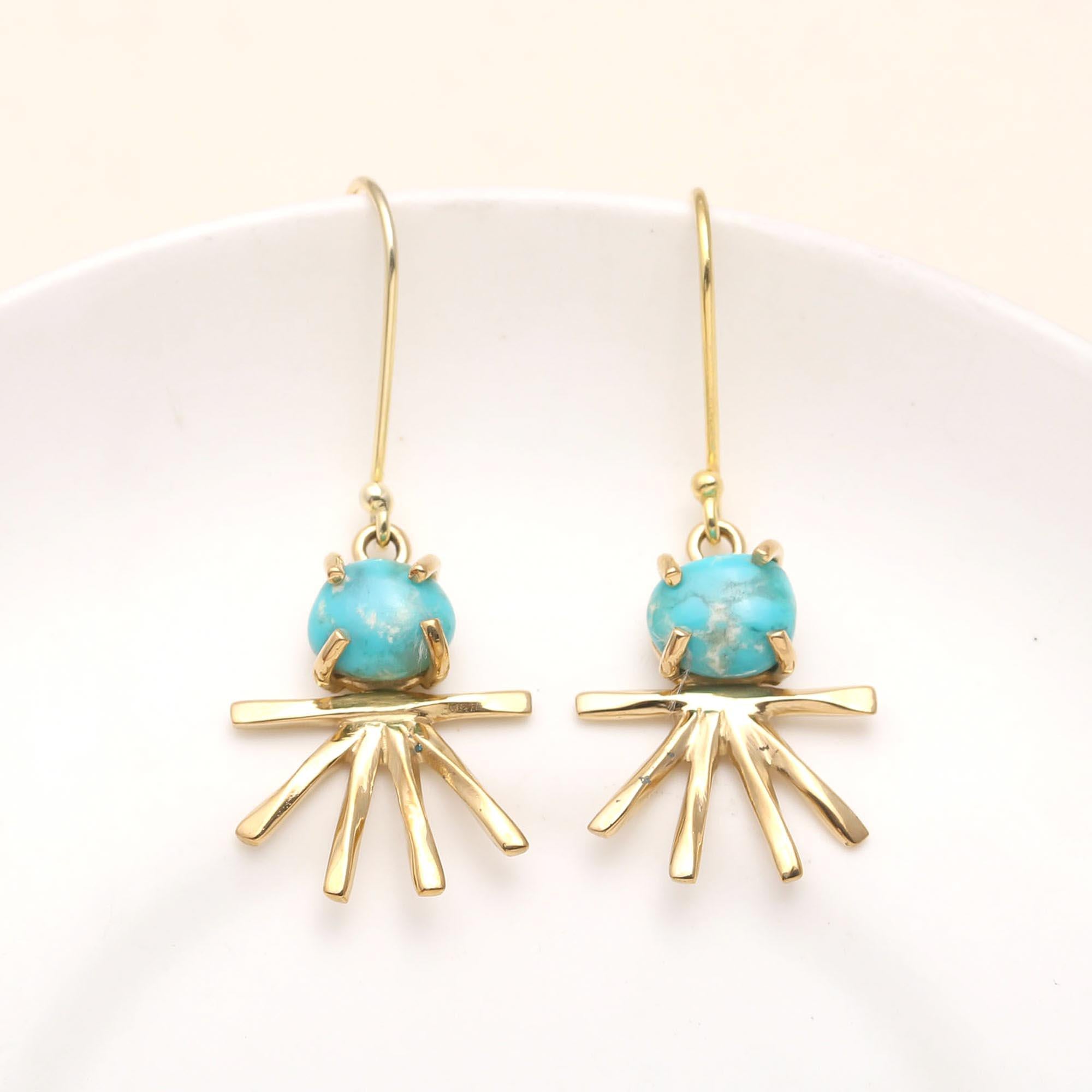The Solar Turquoise: Ray Fringe Drop Earrings