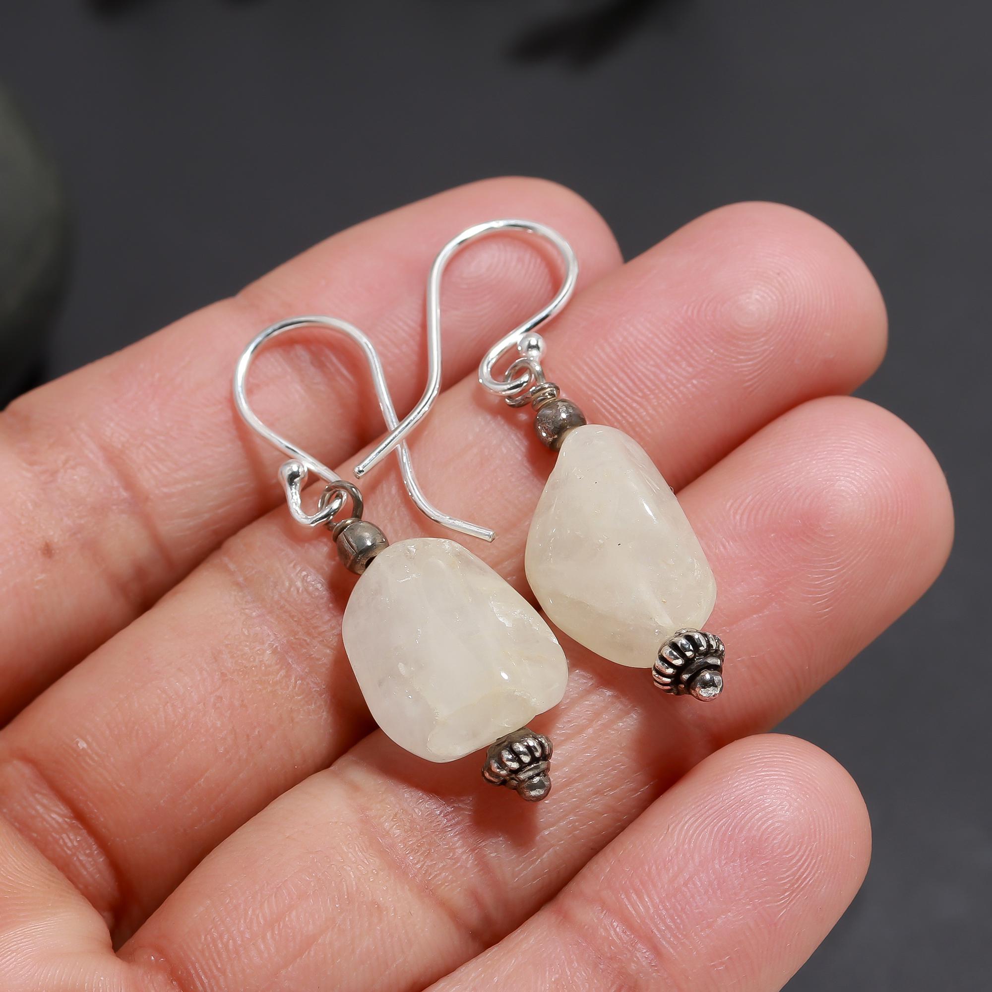 925 Silver Moonstone Dangle Earrings