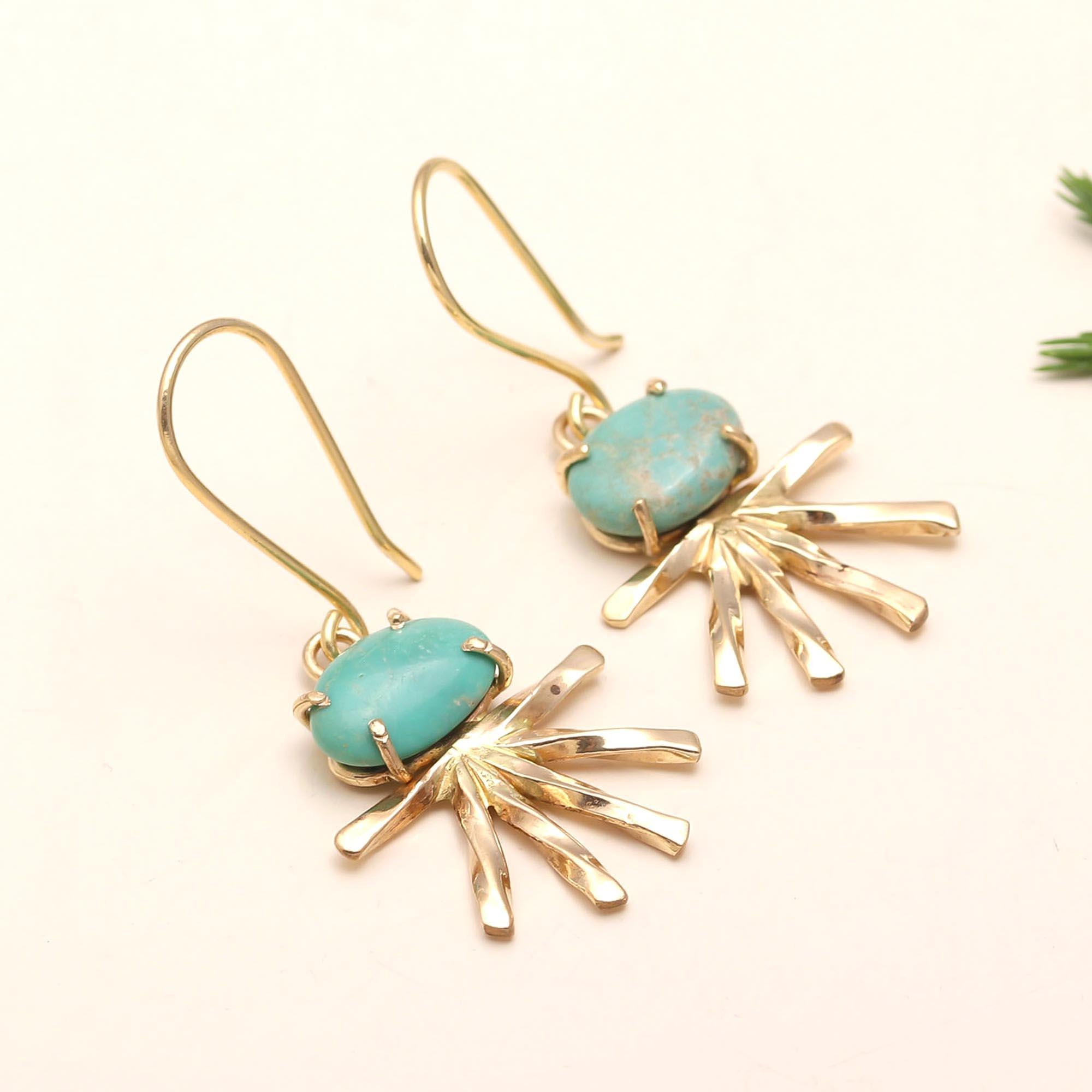 The Solar Turquoise: Ray Fringe Drop Earrings