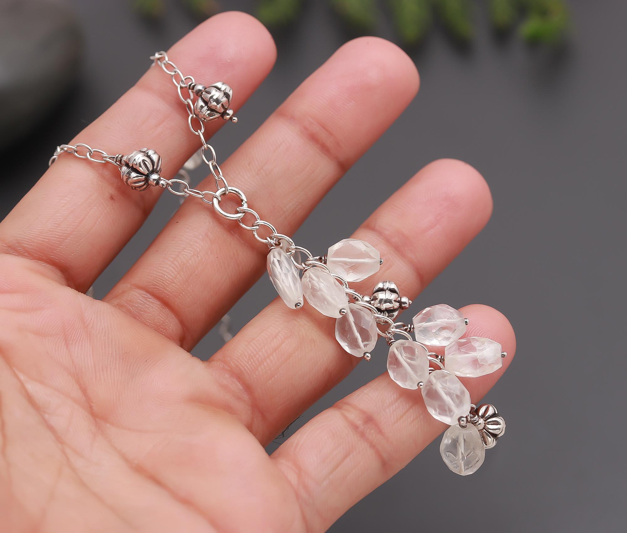 925 Silver Clear Quartz Beaded Necklace