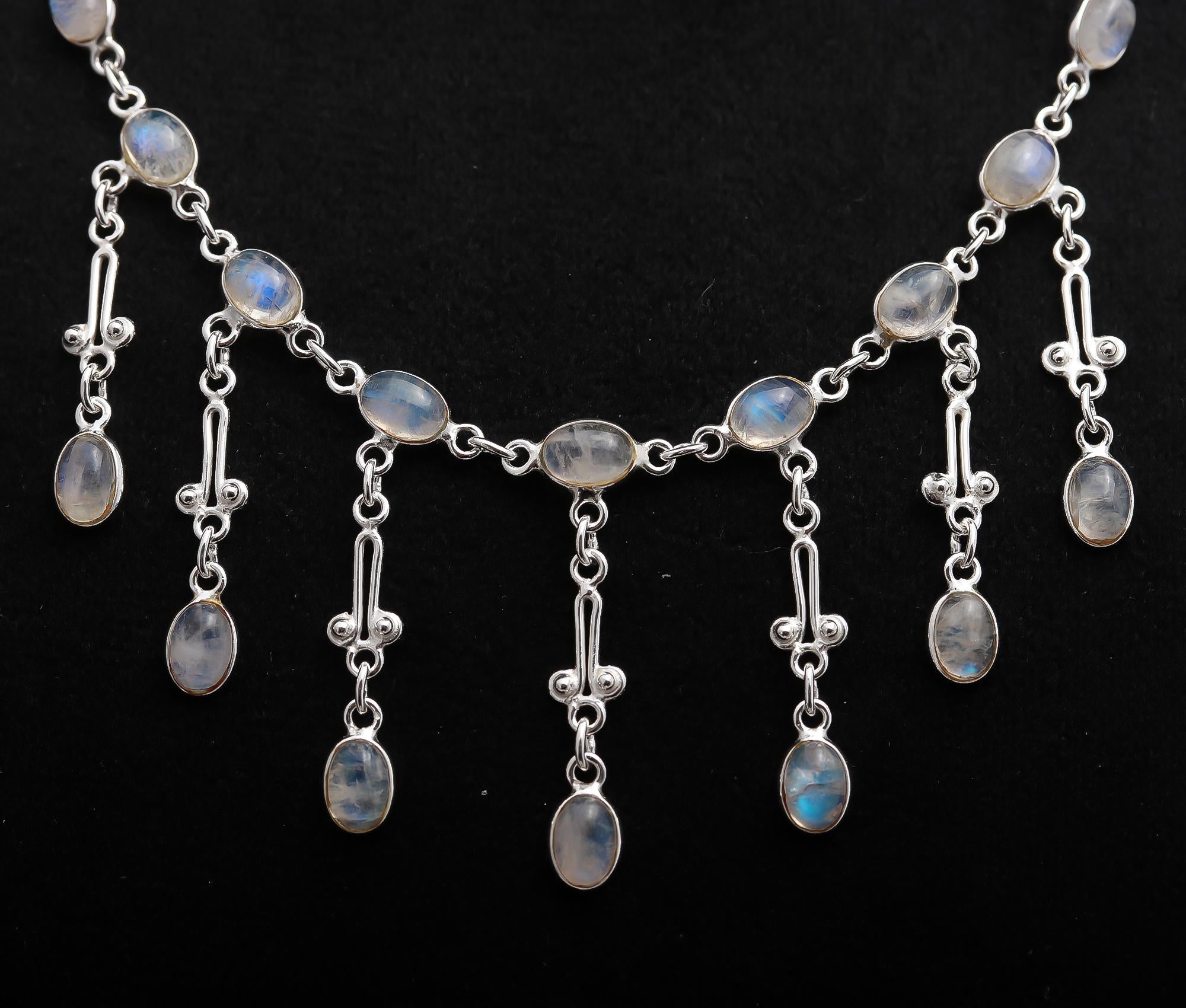 925 Silver Rainbow Moonstone Necklace