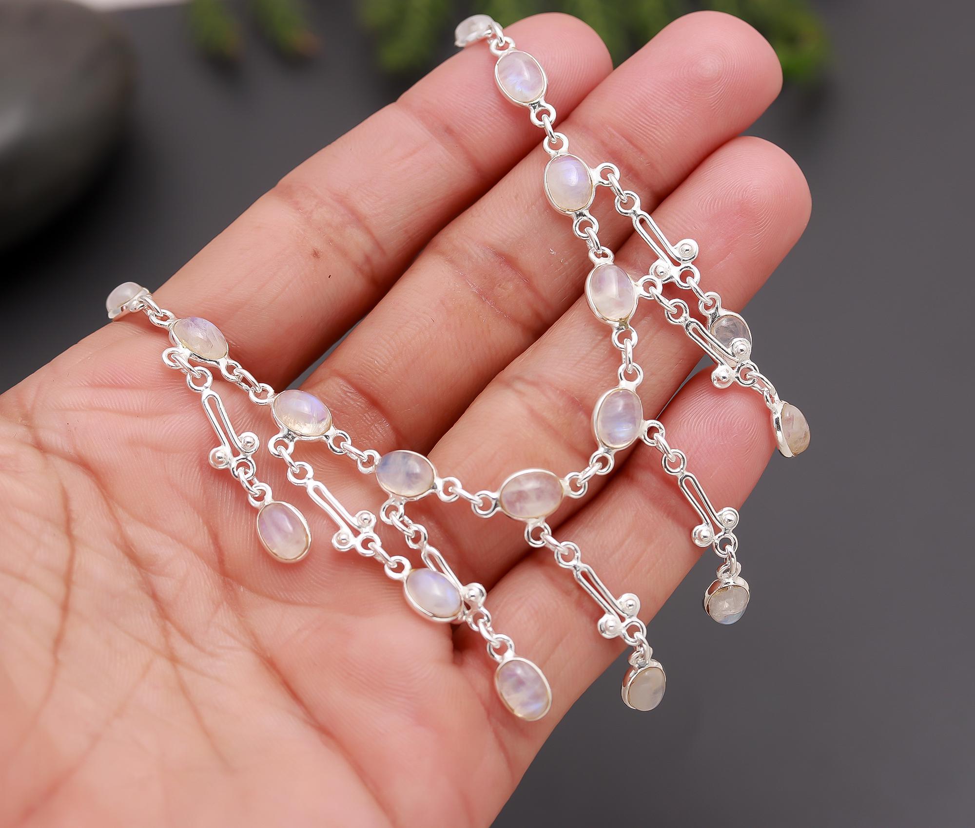 925 Silver Rainbow Moonstone Necklace