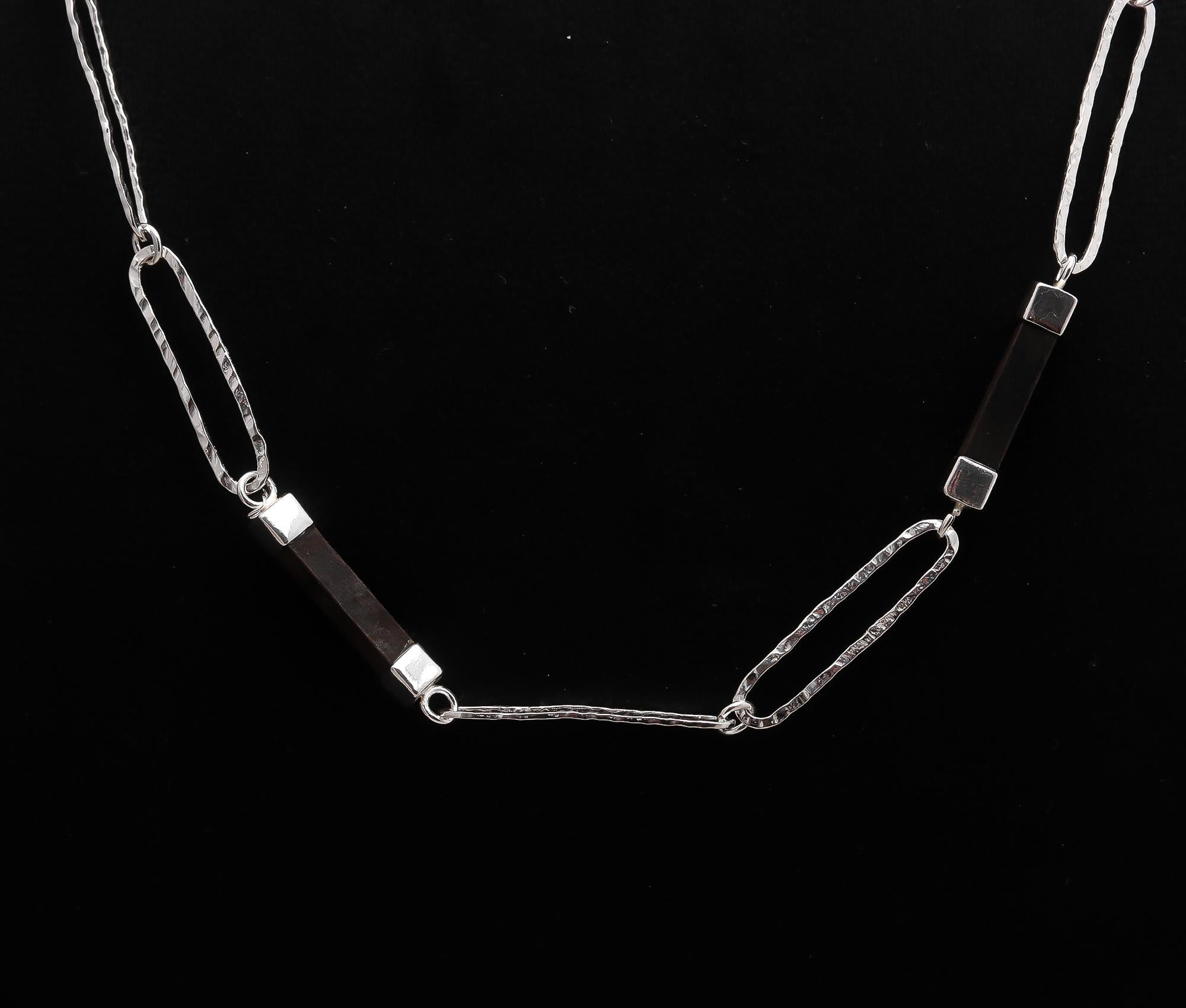 925 Silver Hammered Link Chain Necklace