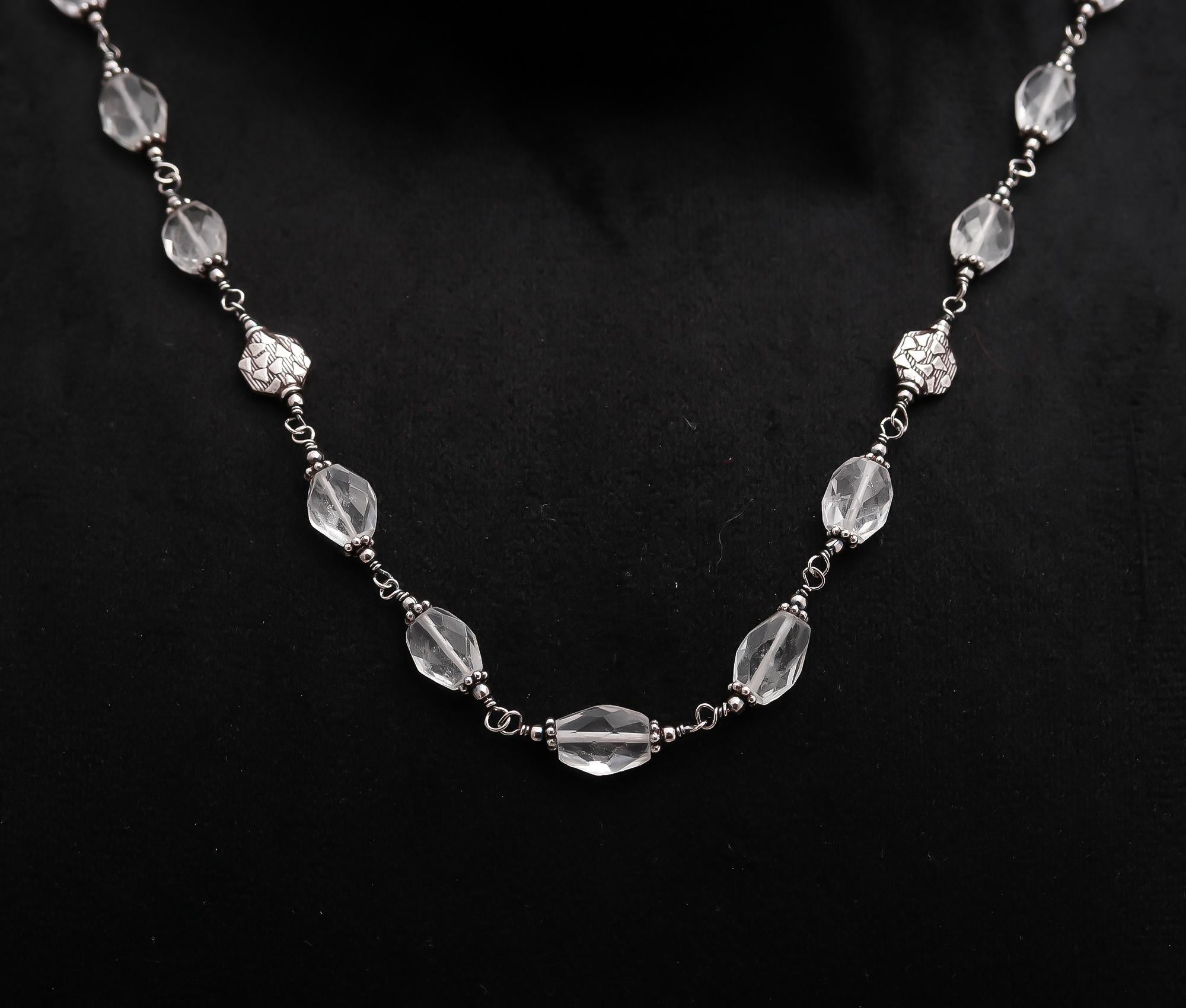 925 Silver Clear Quartz Beads Necklace