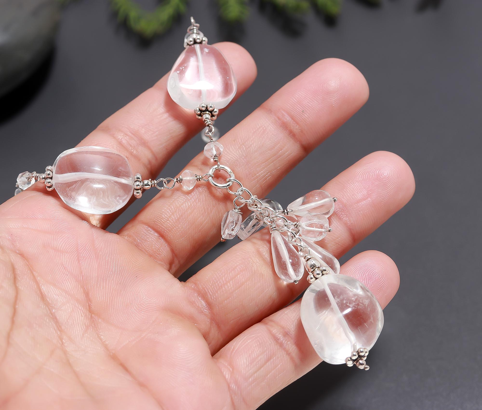 925 Silver Clear Quartz Pendant Necklace