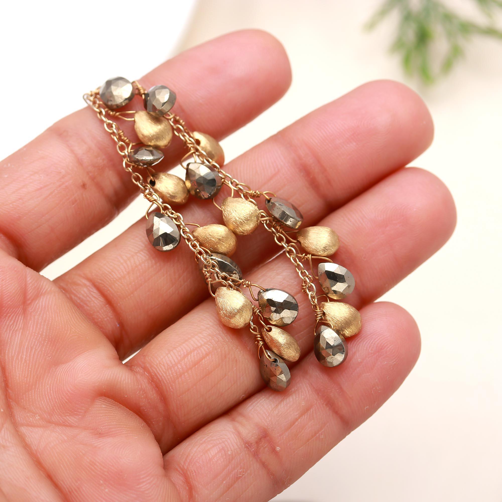 The Golden Harvest: Pyrite Bead Lariat Necklace