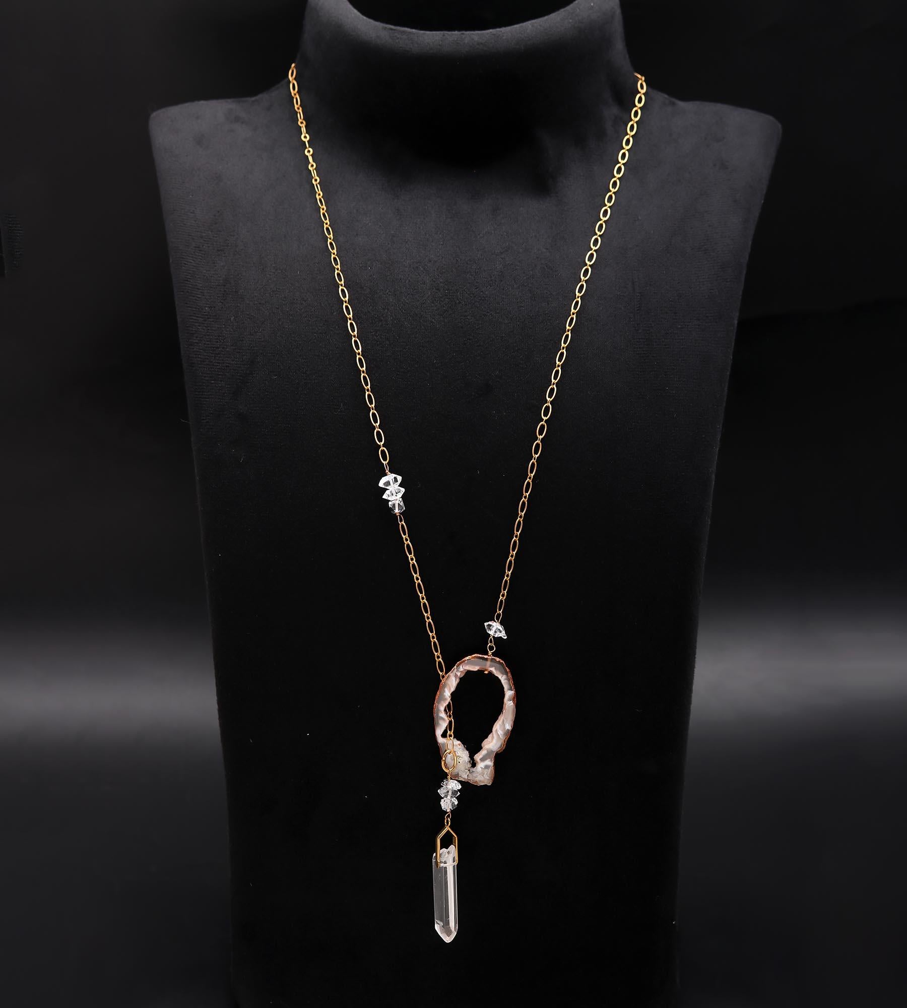 The Earth Element: Geode Slice & Crystal Point Necklace