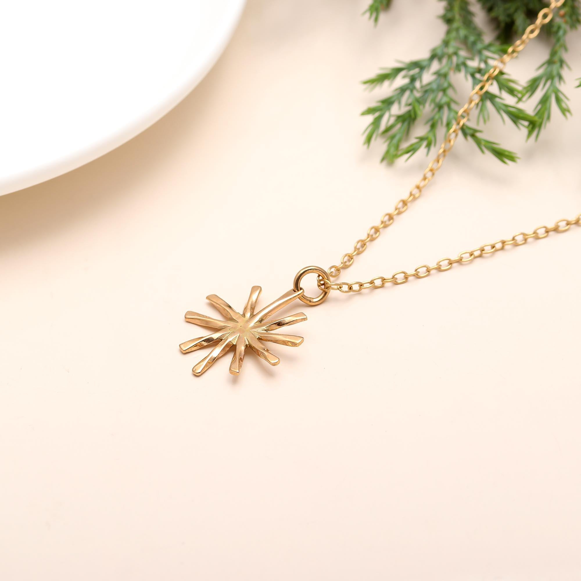 The Solar Ray: Minimal Gold Sunburst Necklace