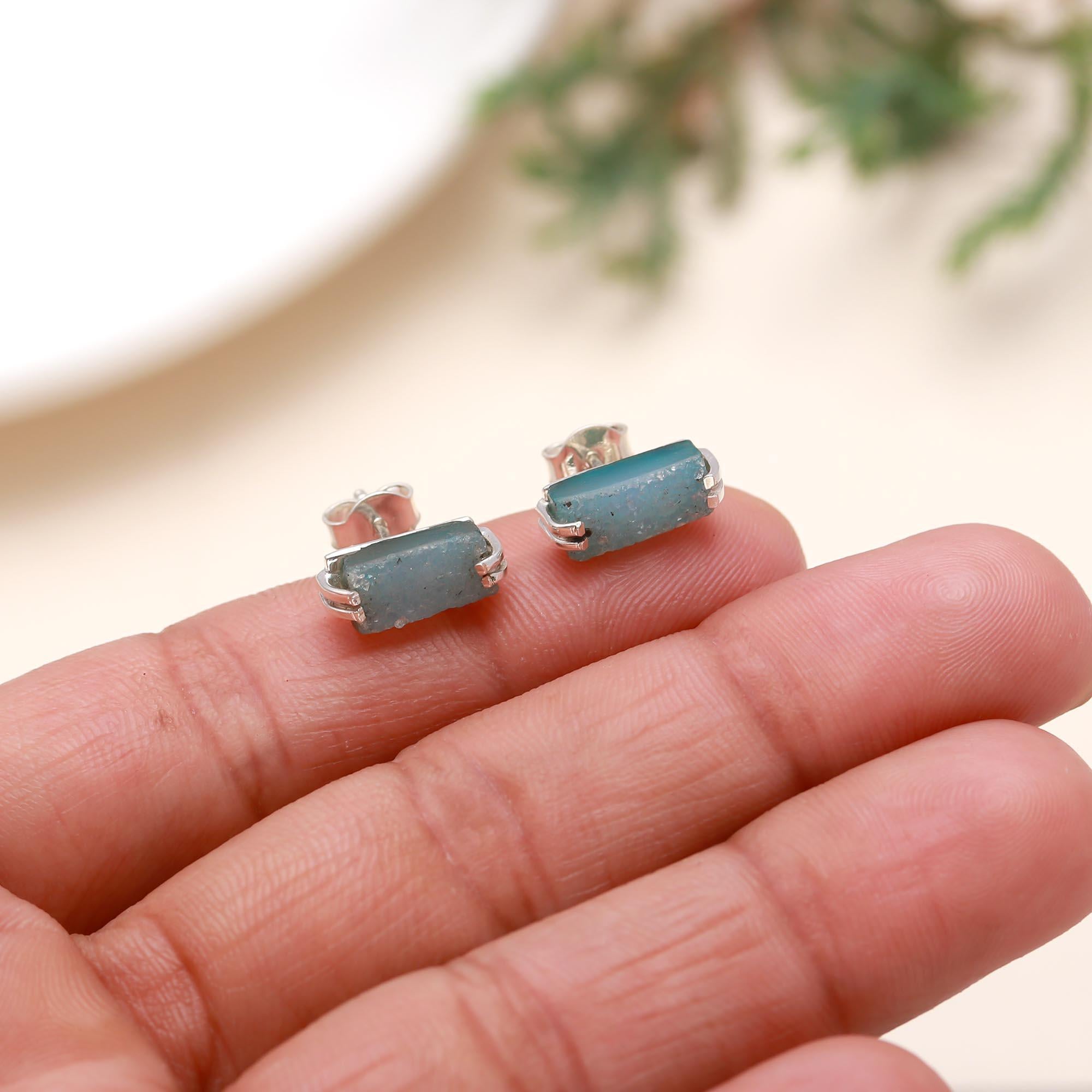 The Raw Azure: Rough Apatite Bar Studs