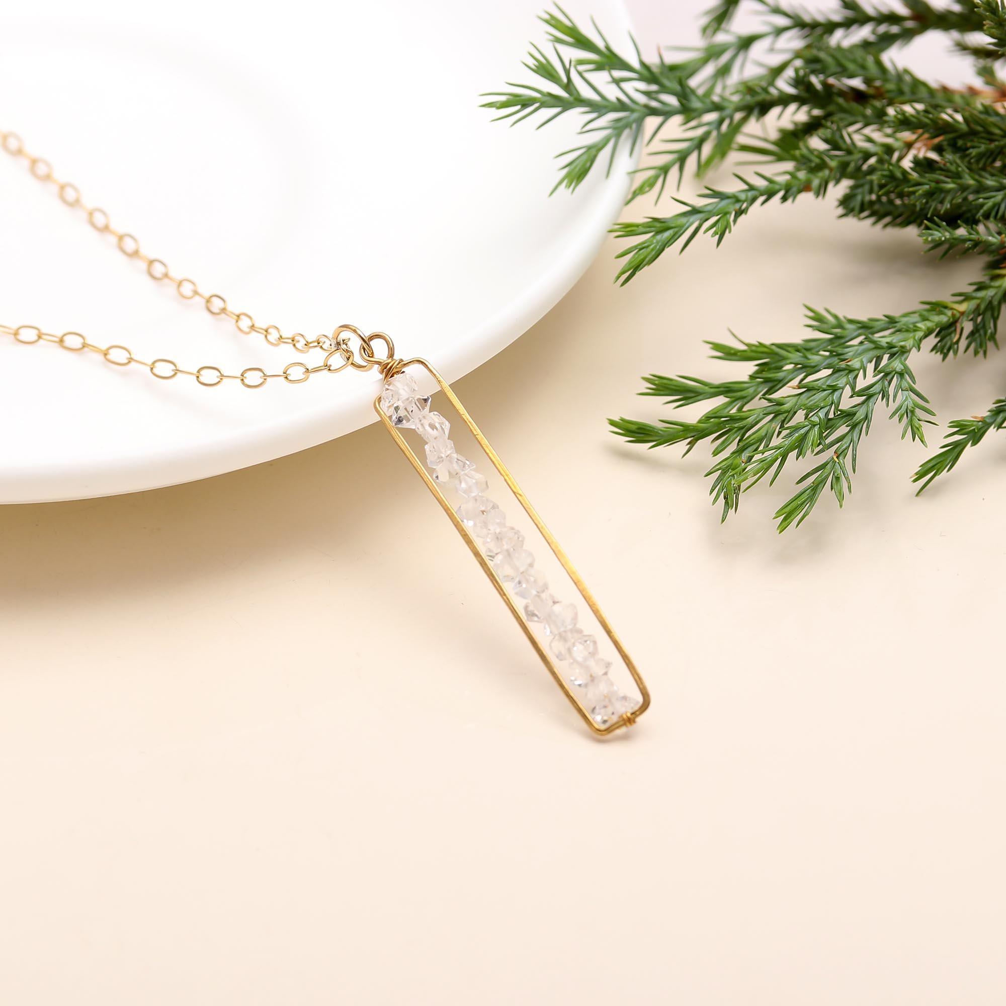 The Ice Prism: Raw Clear Crystal Geometric Necklace