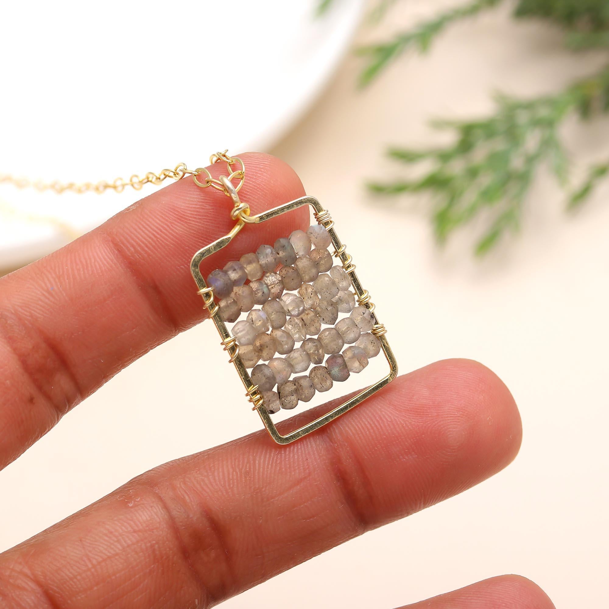 The Mystic Frame: Wire Wrapped Labradorite Pendant