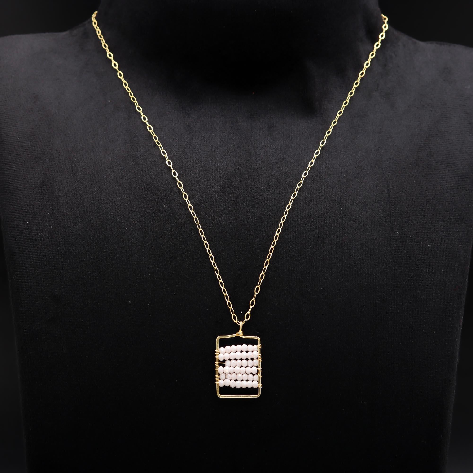 The Blush Mosaic: Wire-Wrapped Crystal Bead Necklace