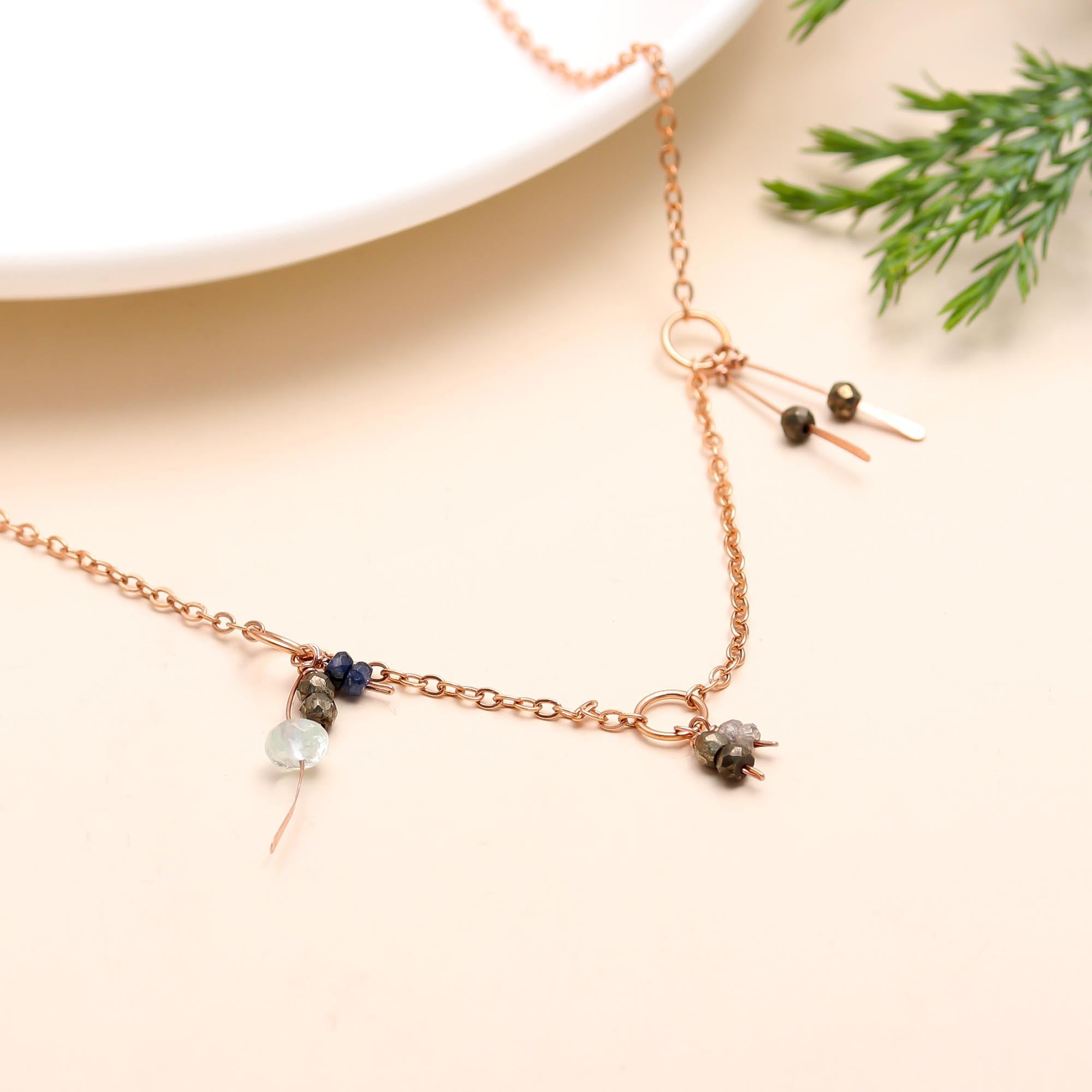 The Stardust Chain: Rose Gold Pyrite Station Necklace