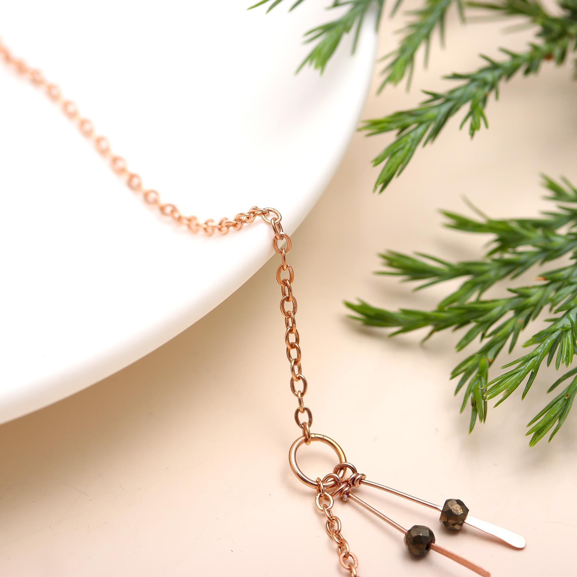 The Stardust Chain: Rose Gold Pyrite Station Necklace
