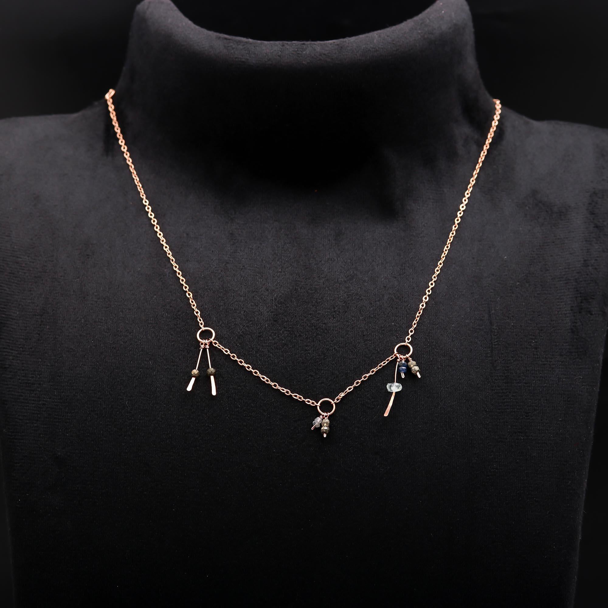 The Stardust Chain: Rose Gold Pyrite Station Necklace