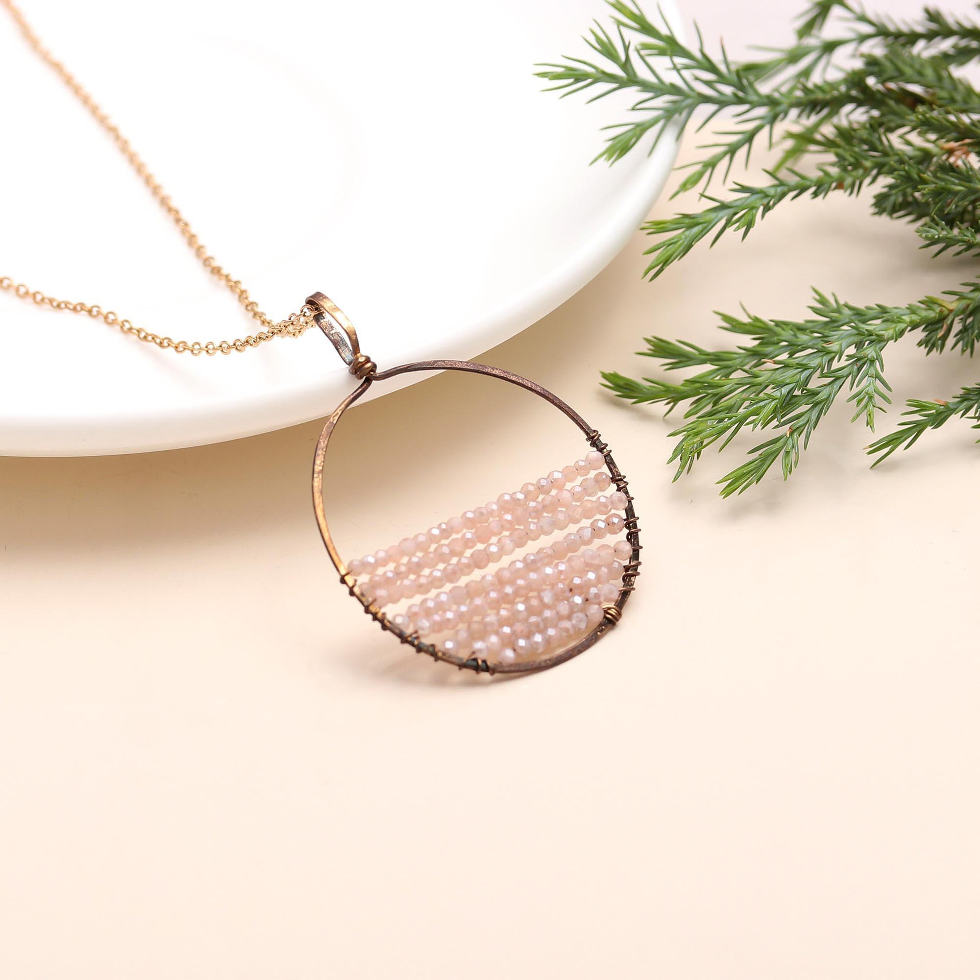 The Sunrise Loop: Wire Wrapped Crystal Circle Necklace