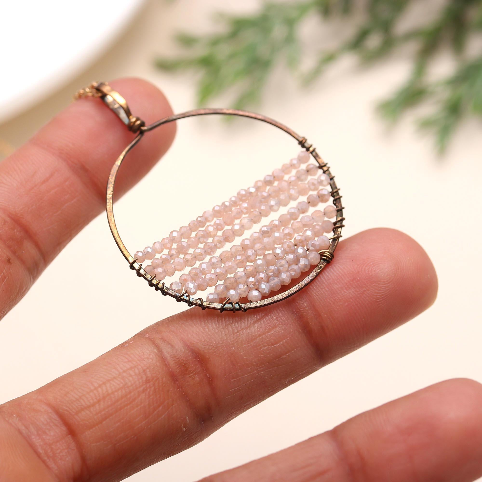 The Sunrise Loop: Wire Wrapped Crystal Circle Necklace