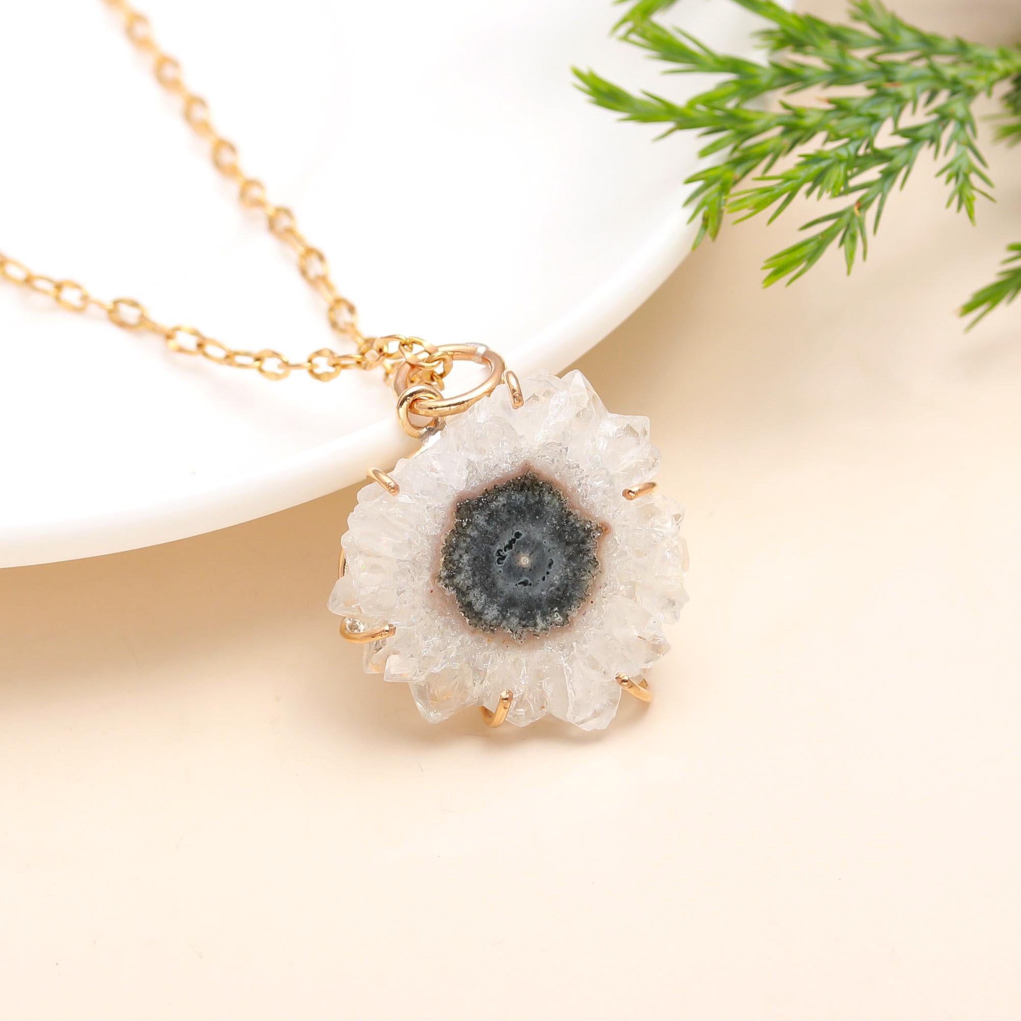 The Sun Flower: Natural Solar Quartz Pendant