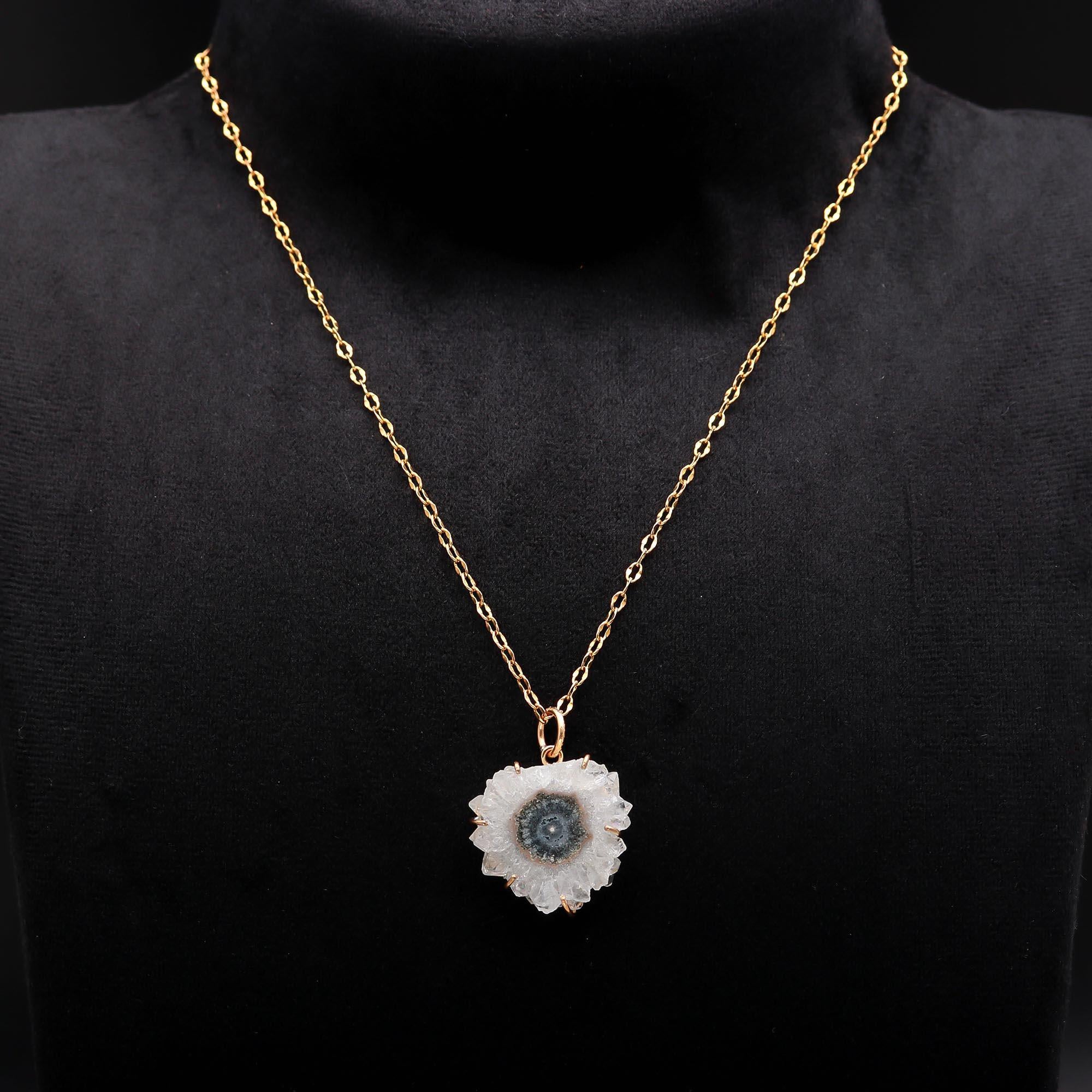 The Sun Flower: Natural Solar Quartz Pendant