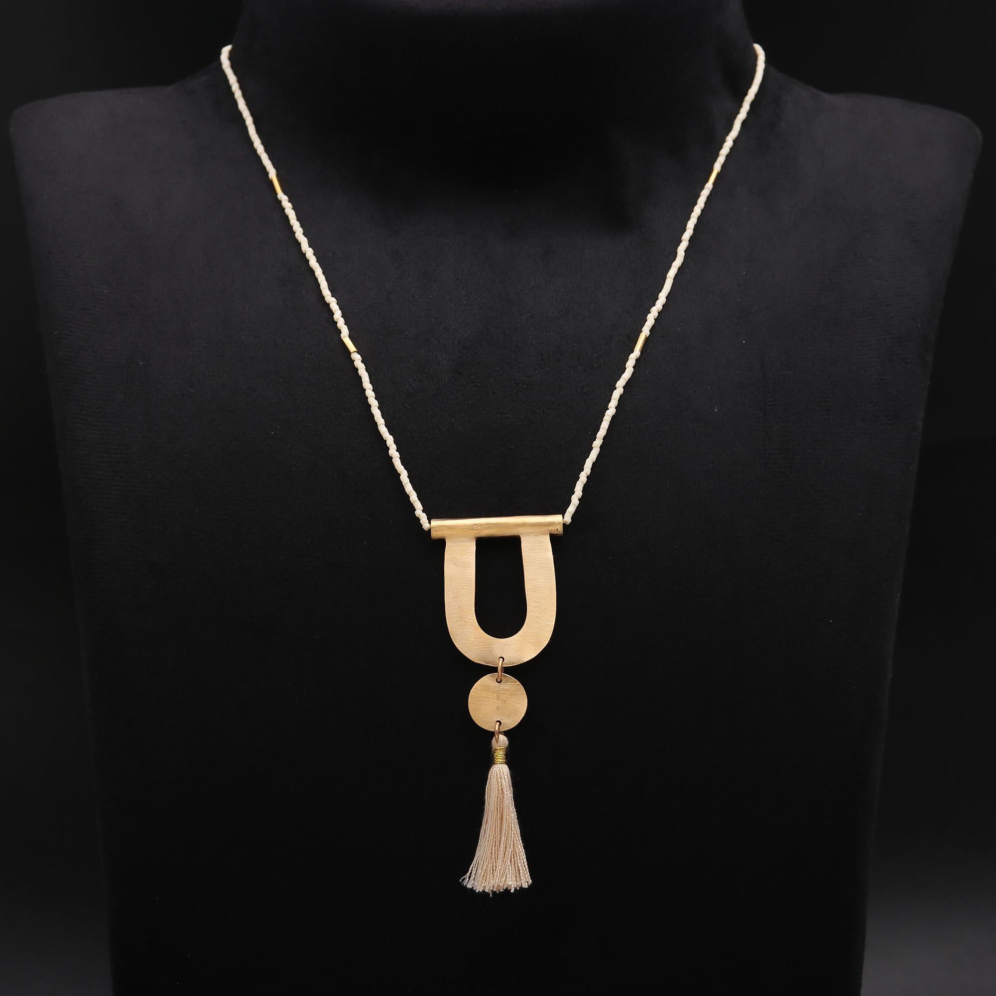 The Boho Arch: Gold U-Shape Tassel Necklace