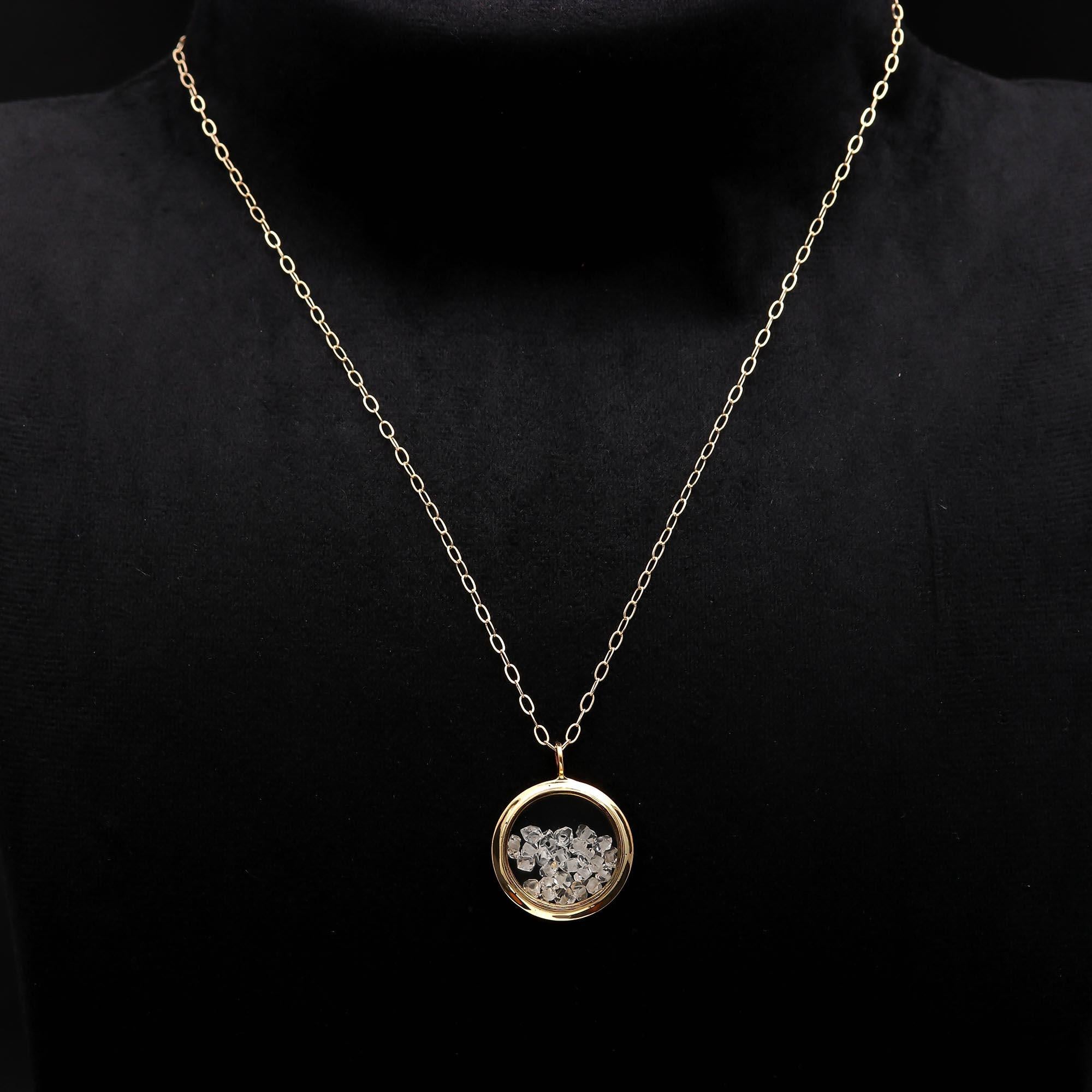 The Crystal Timepiece: Watch Dial Inspired Quartz Shaker Necklace