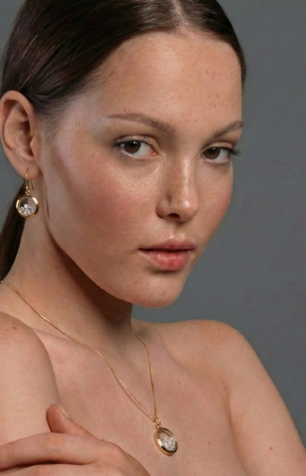 The Crystal Timepiece: Watch Dial Inspired Quartz Shaker Necklace