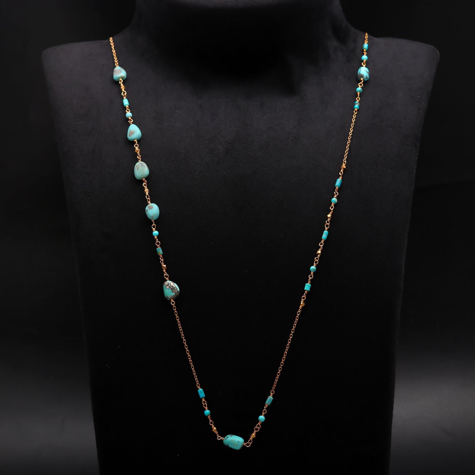 The Summer Strand: Turquoise & Gold Beaded Necklace