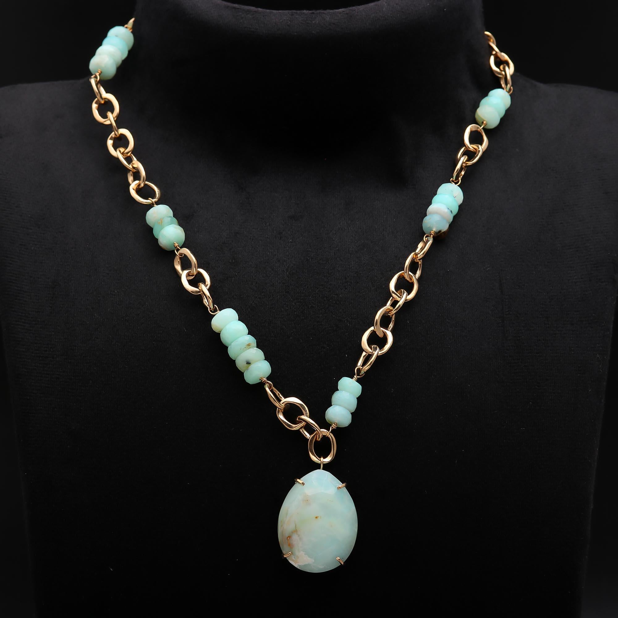 The Pastel Link: Mint Green Opal Chain Necklace