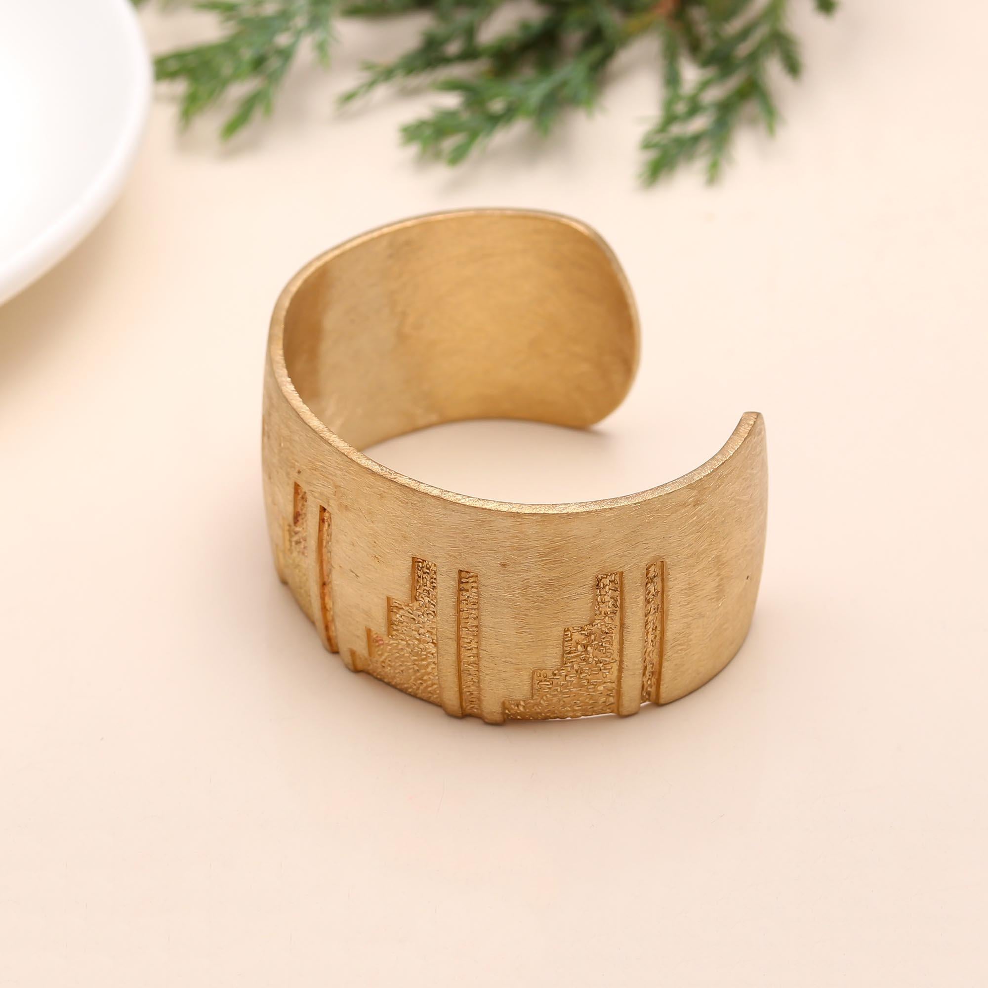 The Urban Horizon: Geometric Gold Vermeil Cuff Bracelet