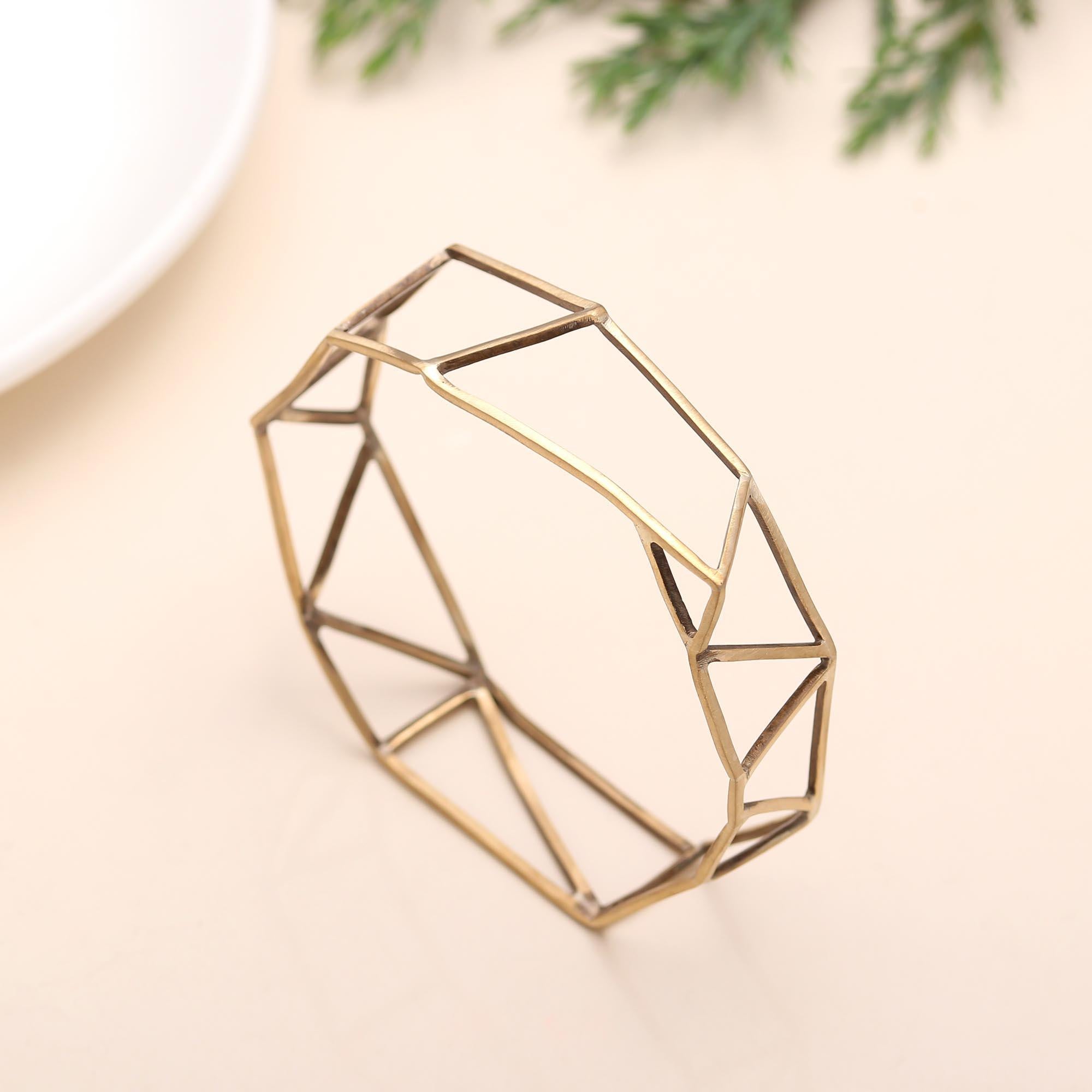 The Structural Octagon: Geometric Gold Vermeil Bangle