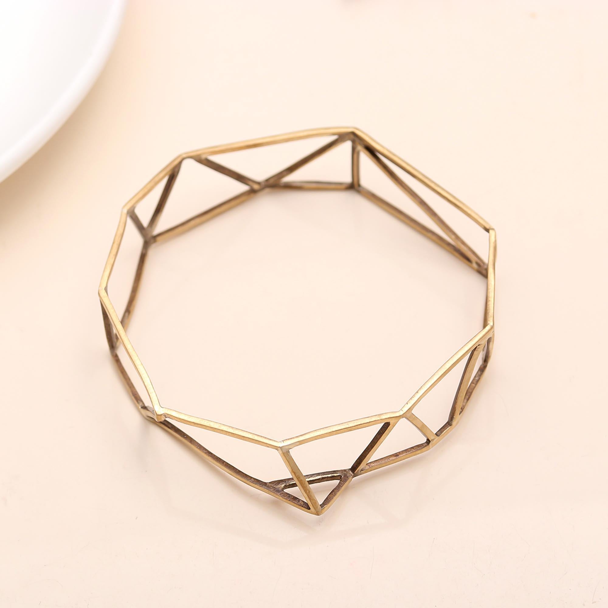 The Structural Octagon: Geometric Gold Vermeil Bangle