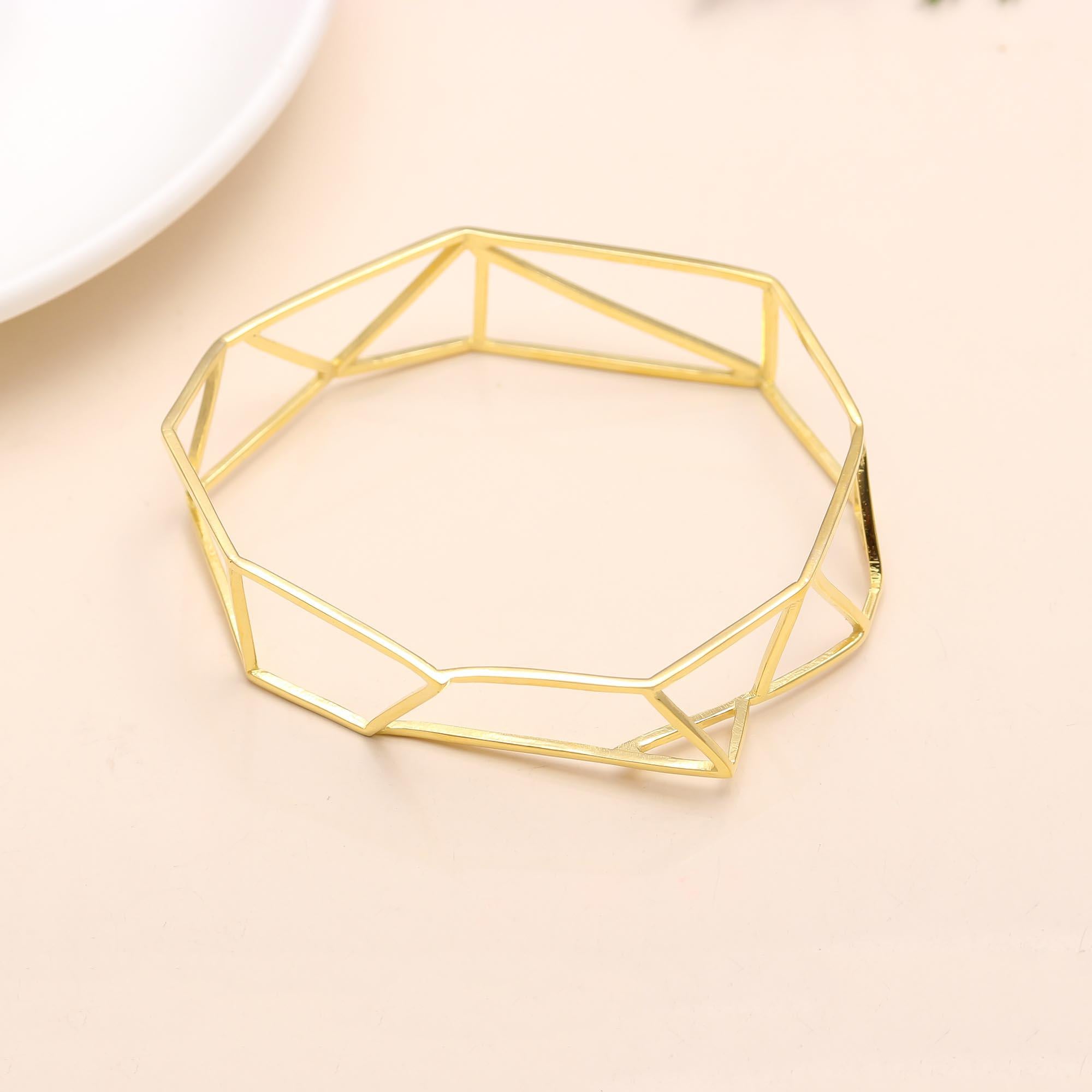 The Faceted Framework: Geometric Gold Vermeil Bangle