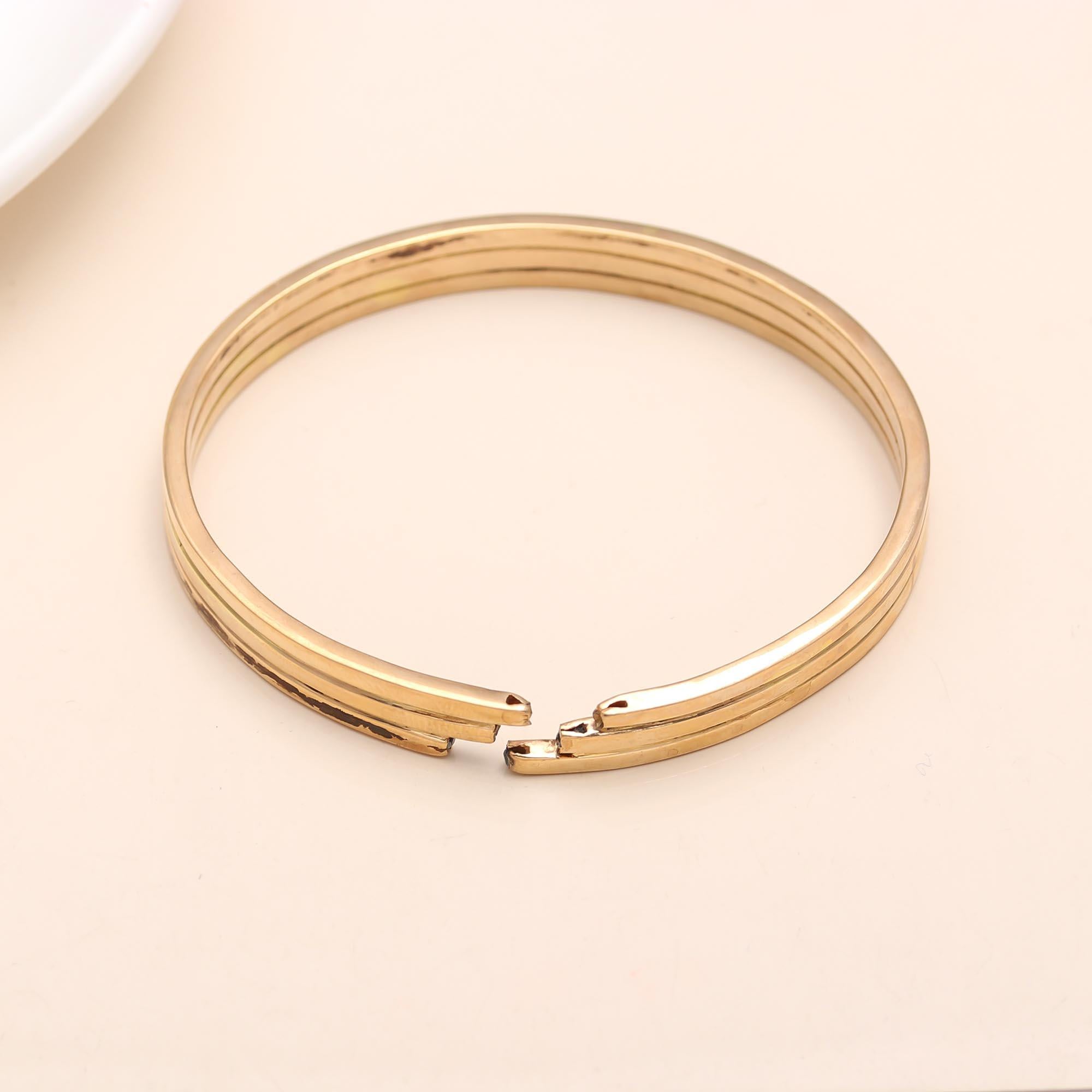 The Tiered Trinity: Triple Band Gold Vermeil Bangle