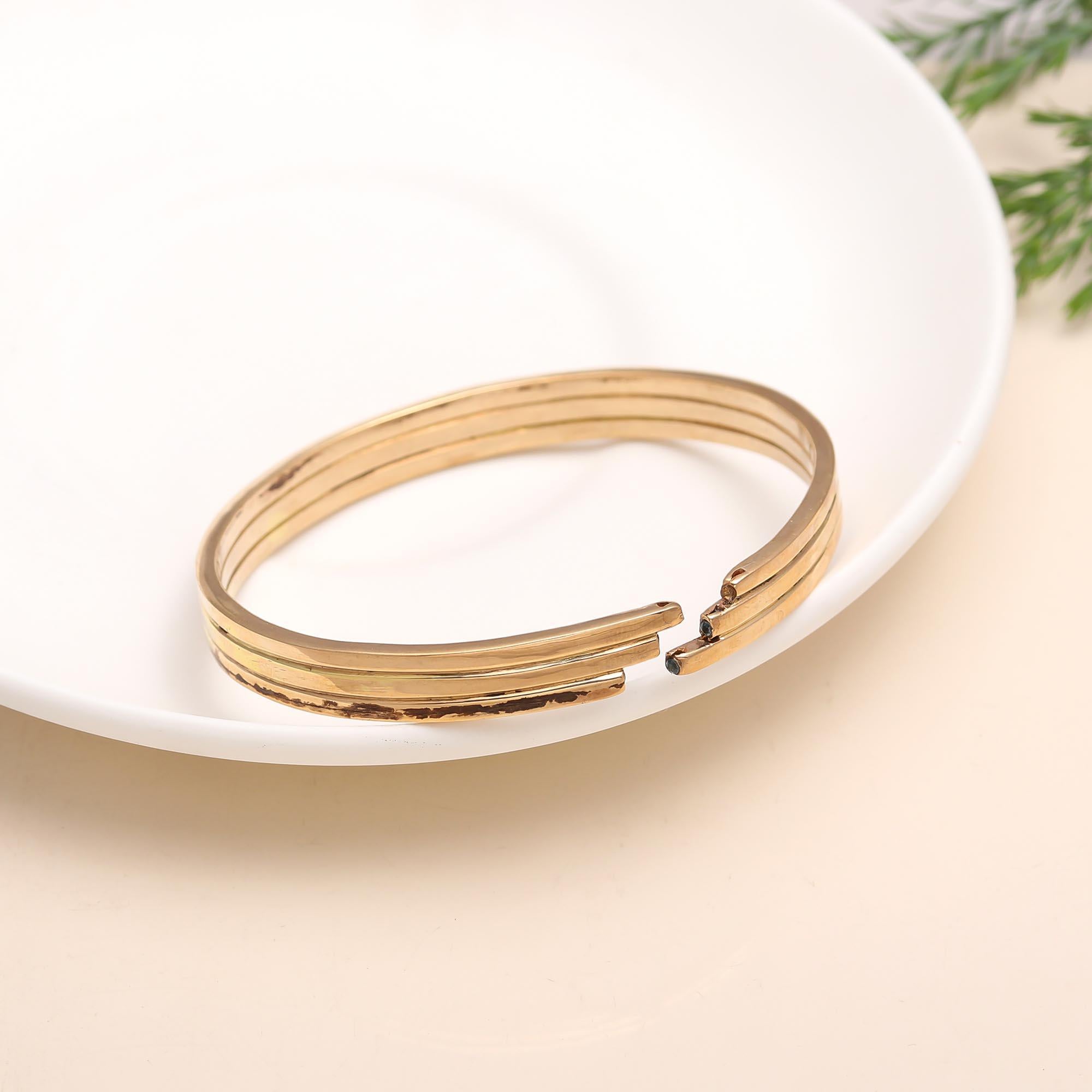 The Tiered Trinity: Triple Band Gold Vermeil Bangle
