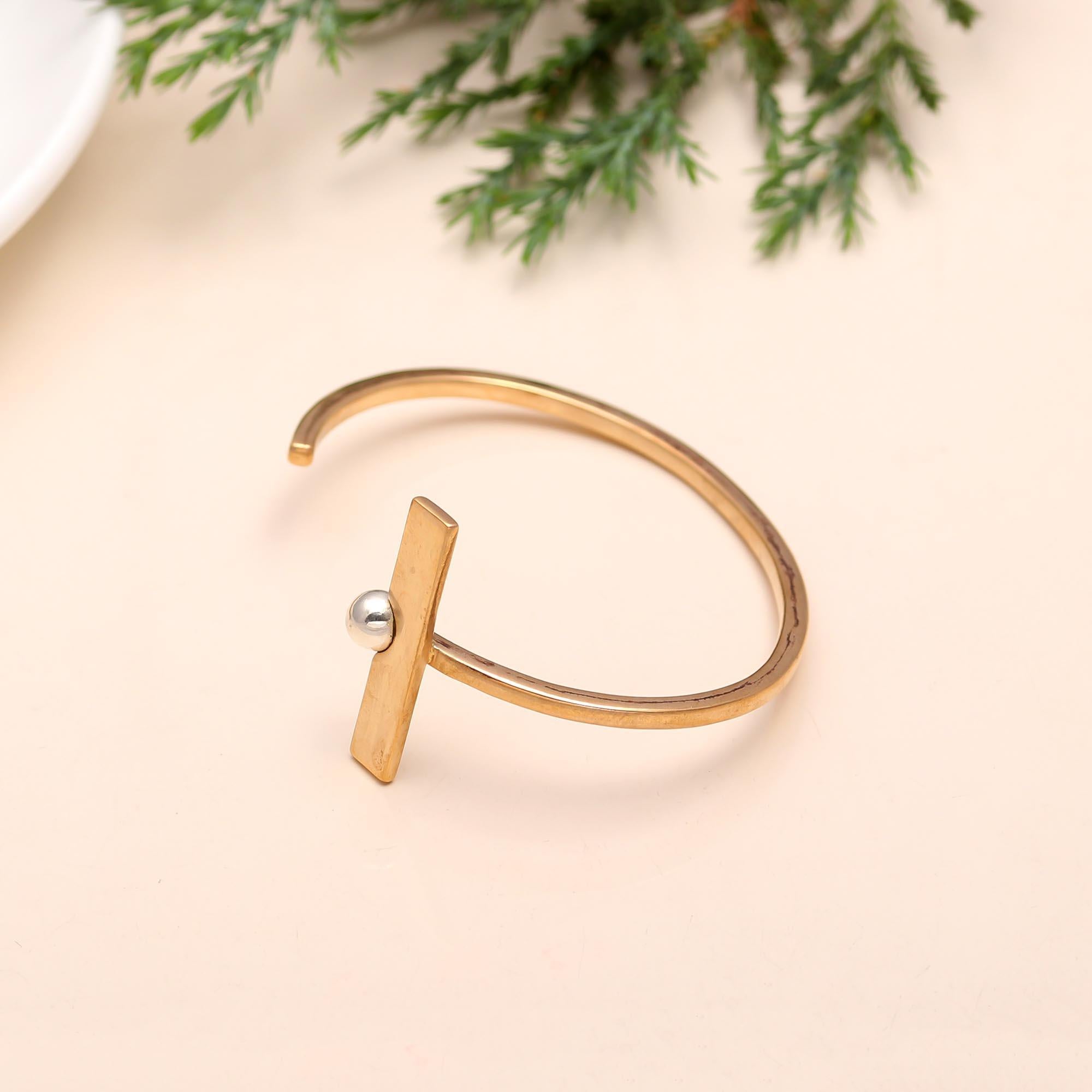 The Modern Dual: Geometric Gold Vermeil & Silver Sphere Cuff