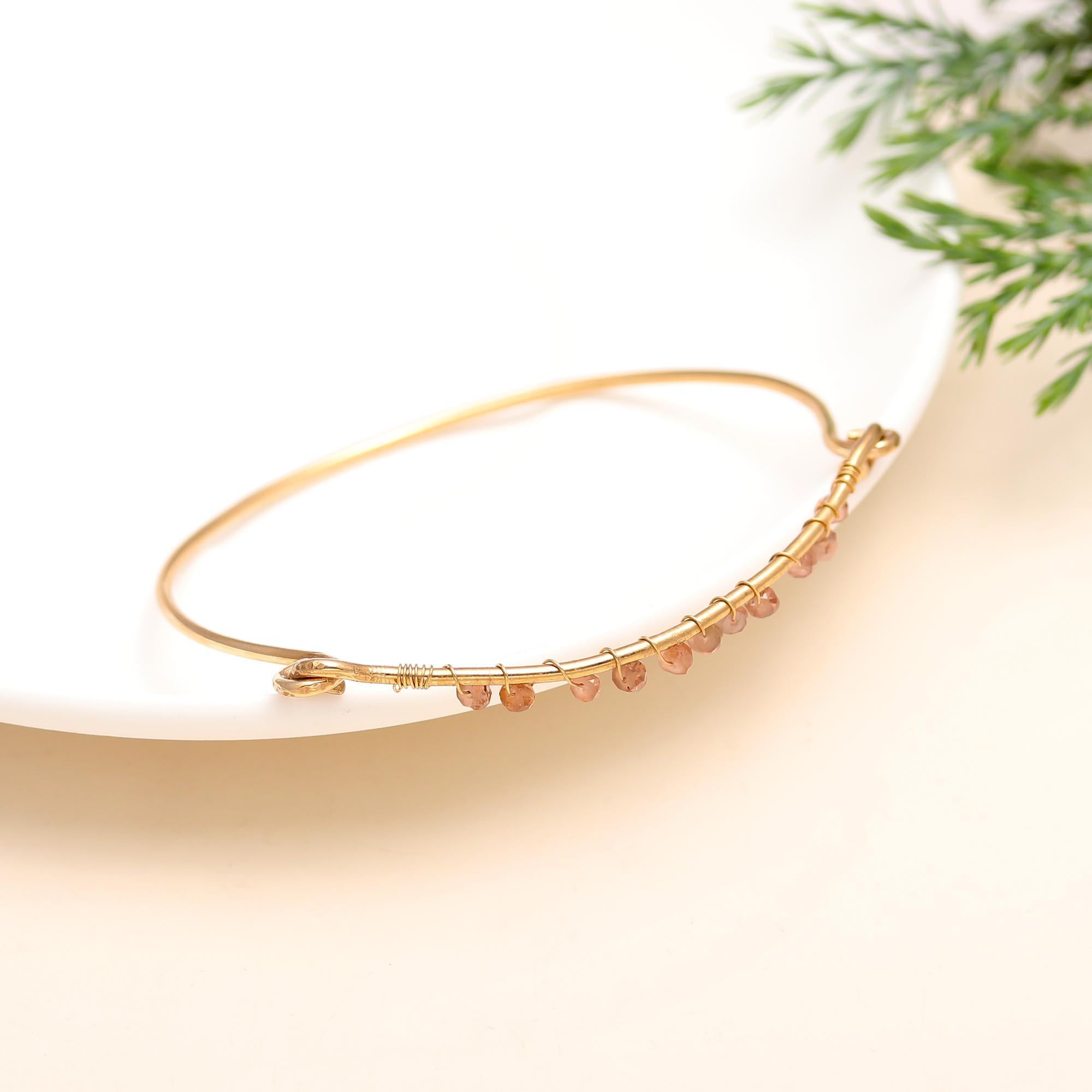 The Solar Wisp: Sunstone Beaded Gold Vermeil Bangle