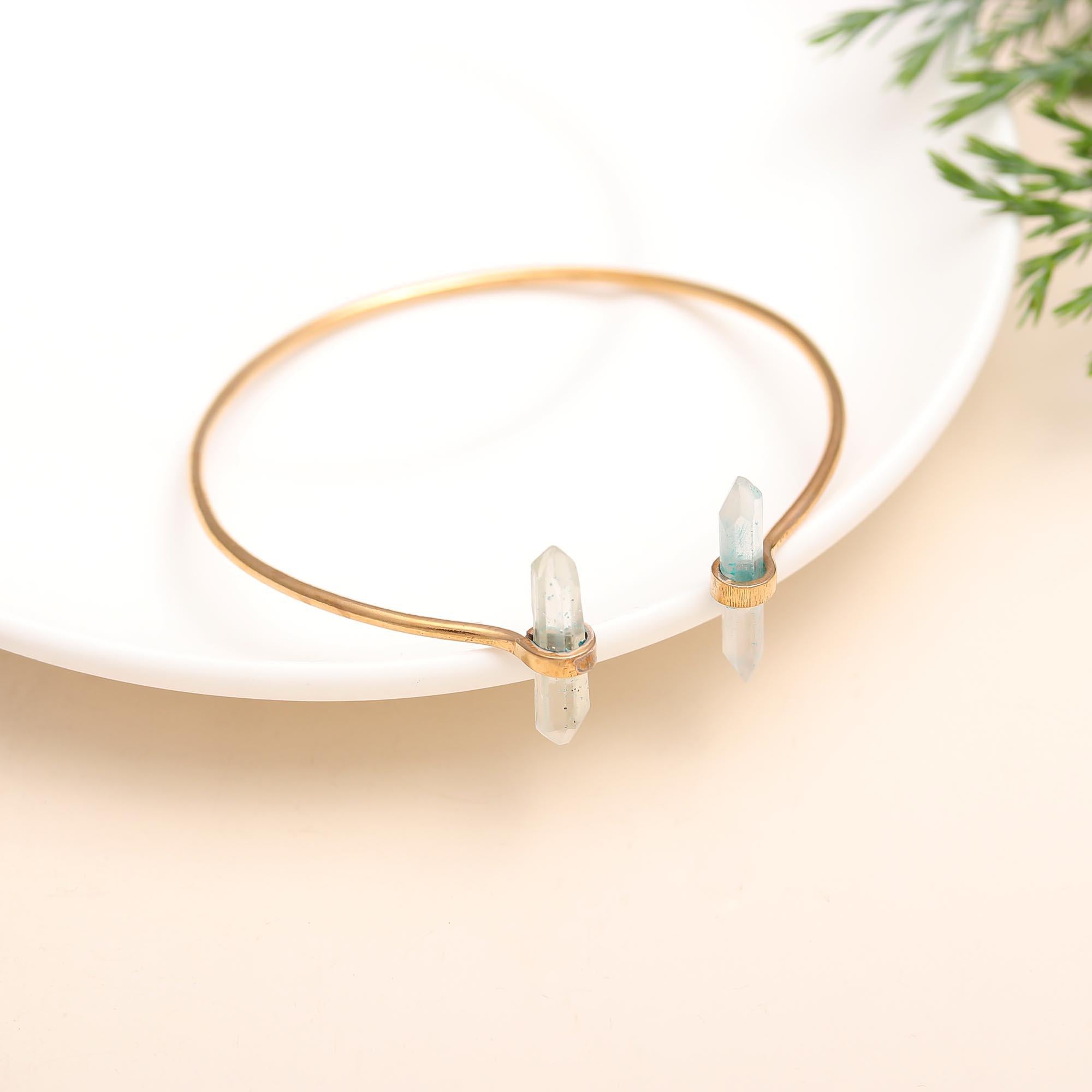 The Crystal Gateway: Gold Vermeil & Quartz Point Cuff