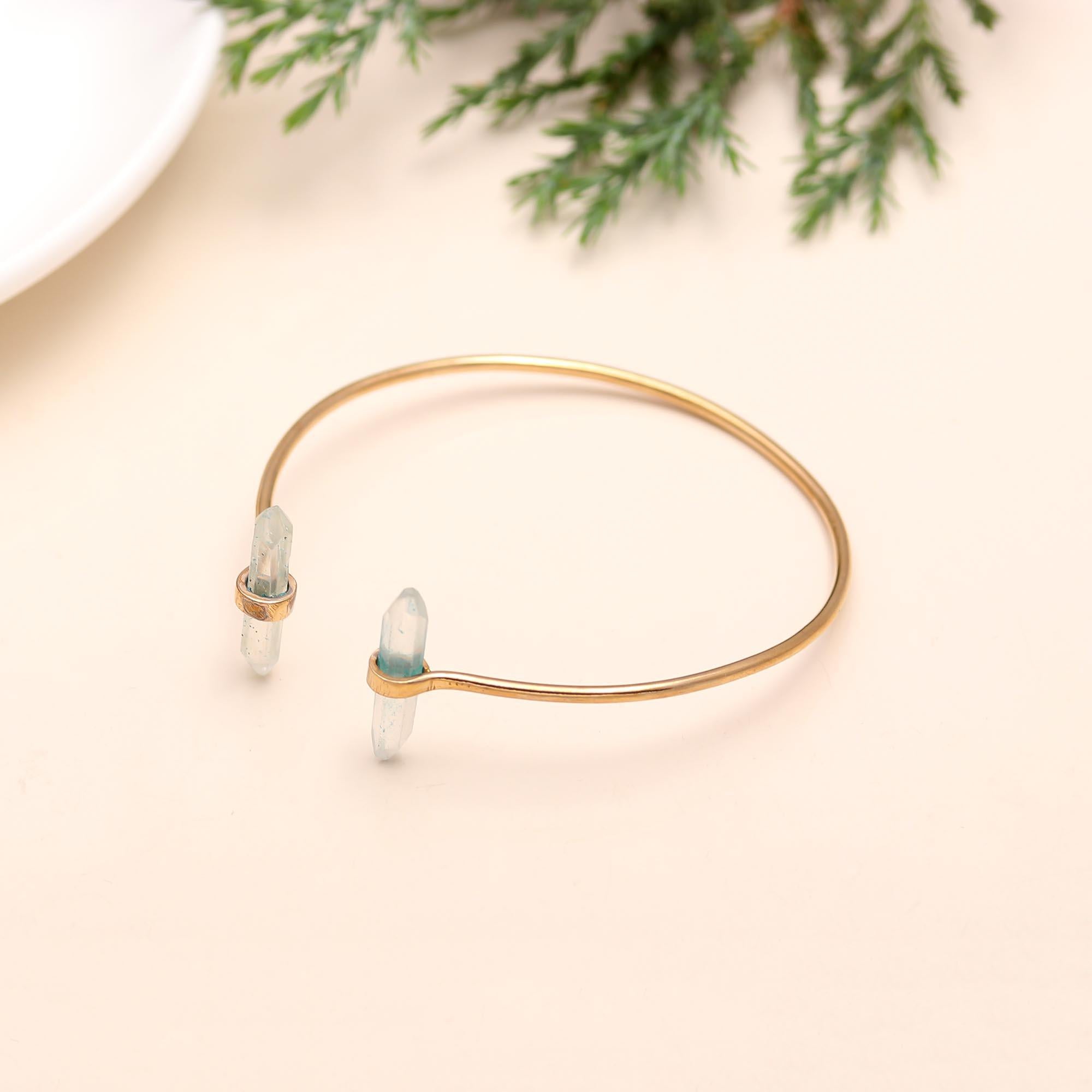 The Crystal Gateway: Gold Vermeil & Quartz Point Cuff