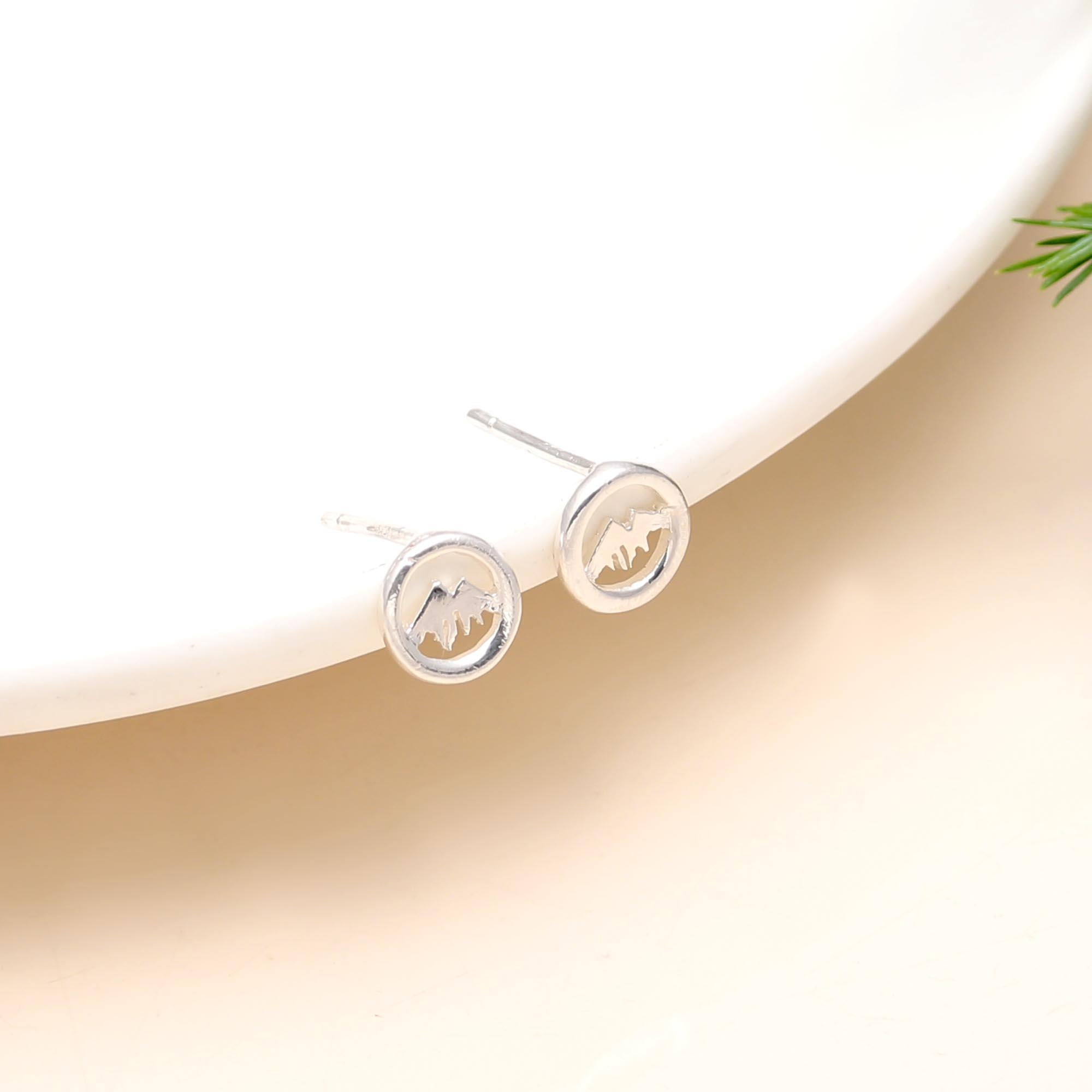 The Mountain View: Silver Landscape Stud Earrings