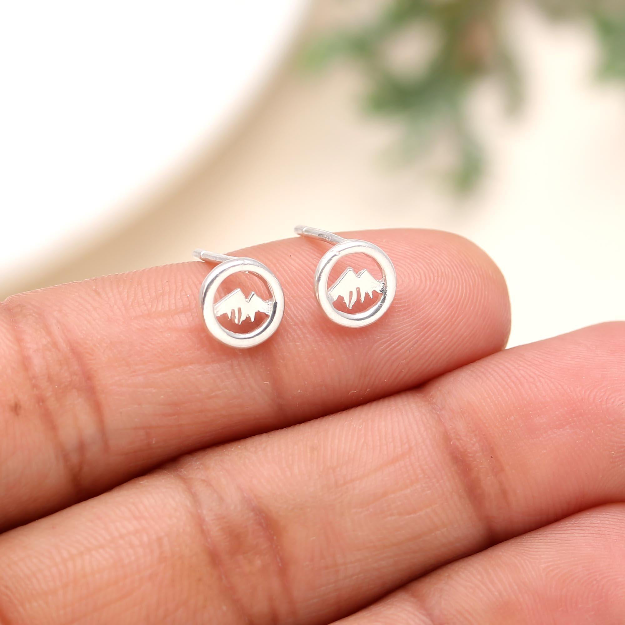 The Mountain View: Silver Landscape Stud Earrings