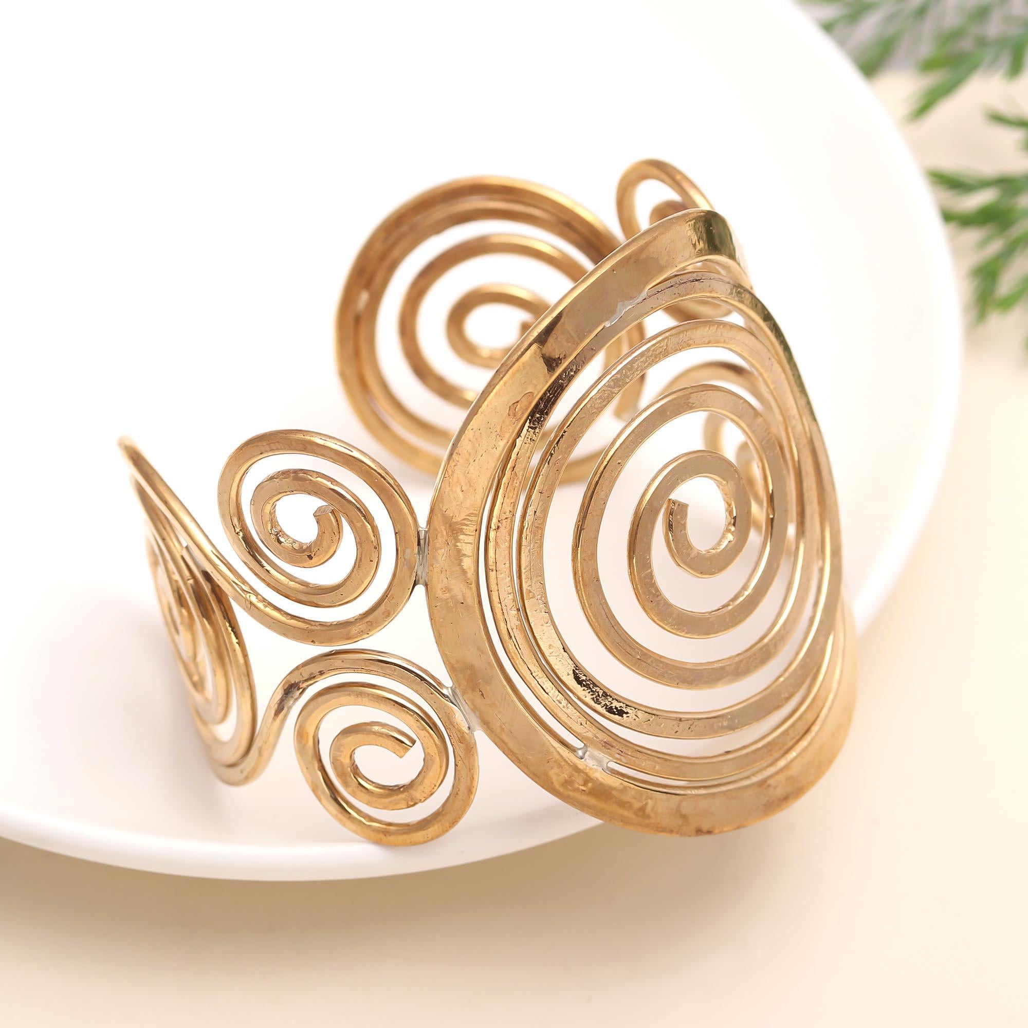 The Golden Vortex: Sculptural Spiral Gold Vermeil Cuff