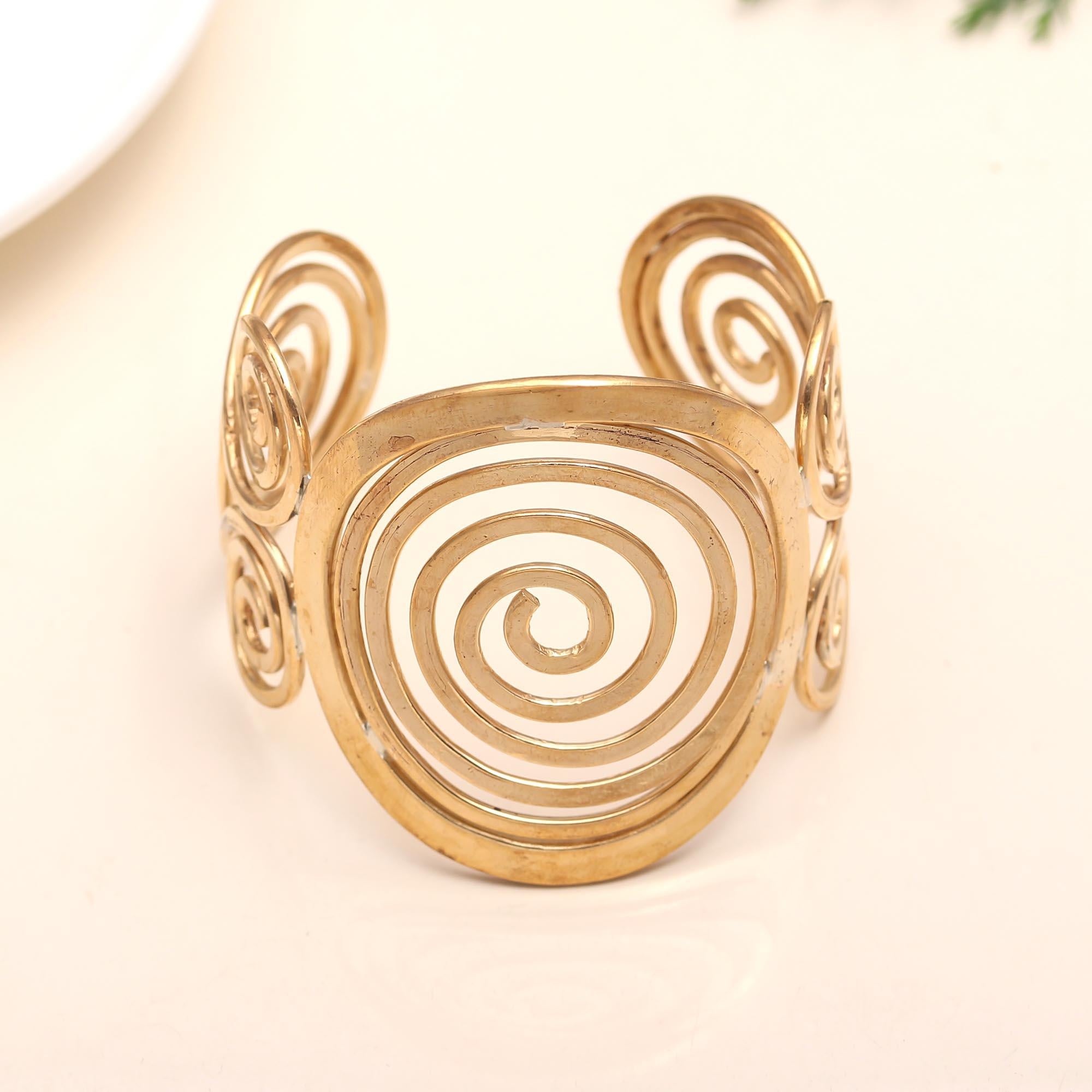 The Golden Vortex: Sculptural Spiral Gold Vermeil Cuff