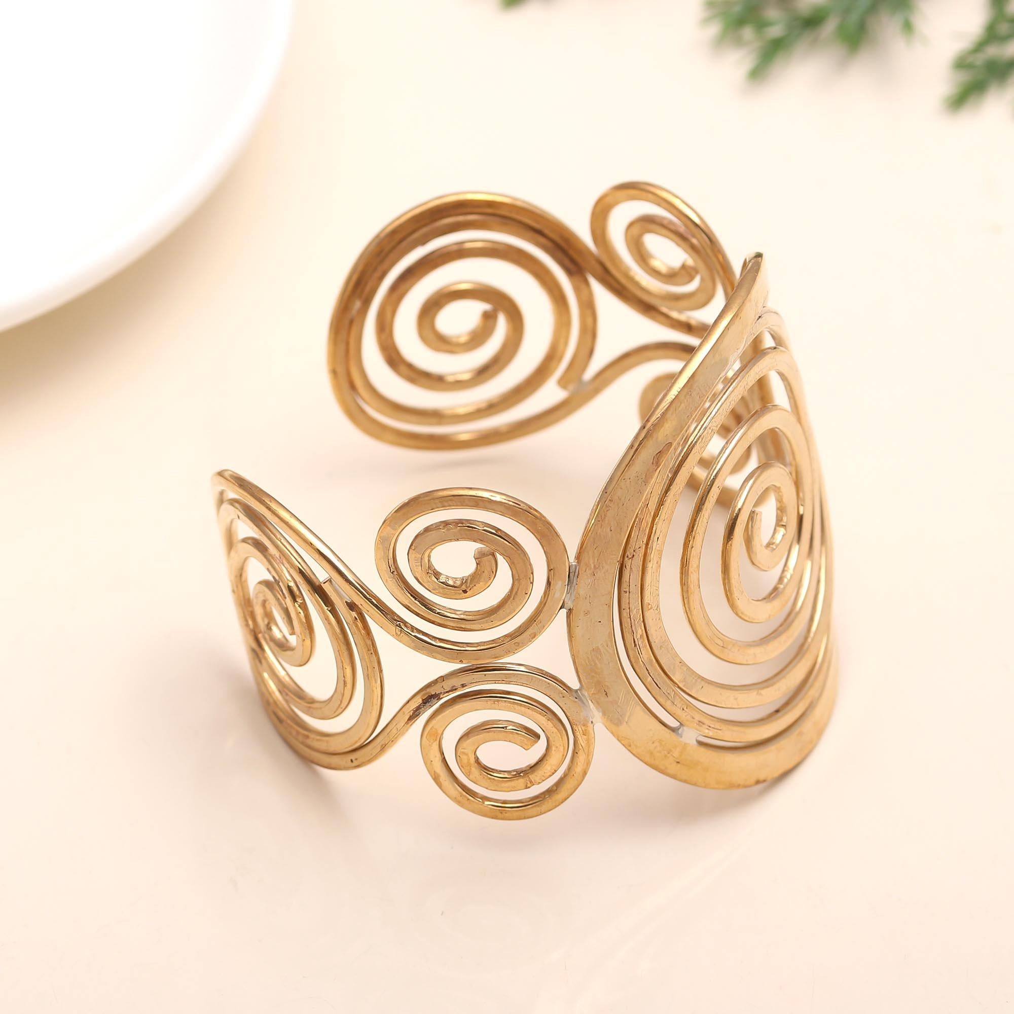 The Golden Vortex: Sculptural Spiral Gold Vermeil Cuff