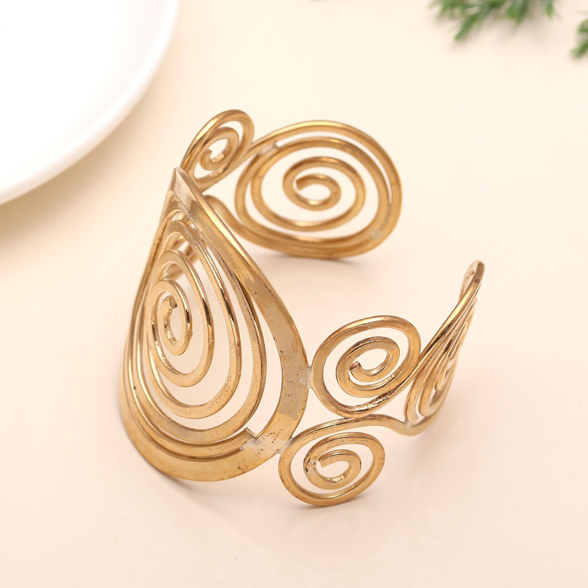 The Golden Vortex: Sculptural Spiral Gold Vermeil Cuff