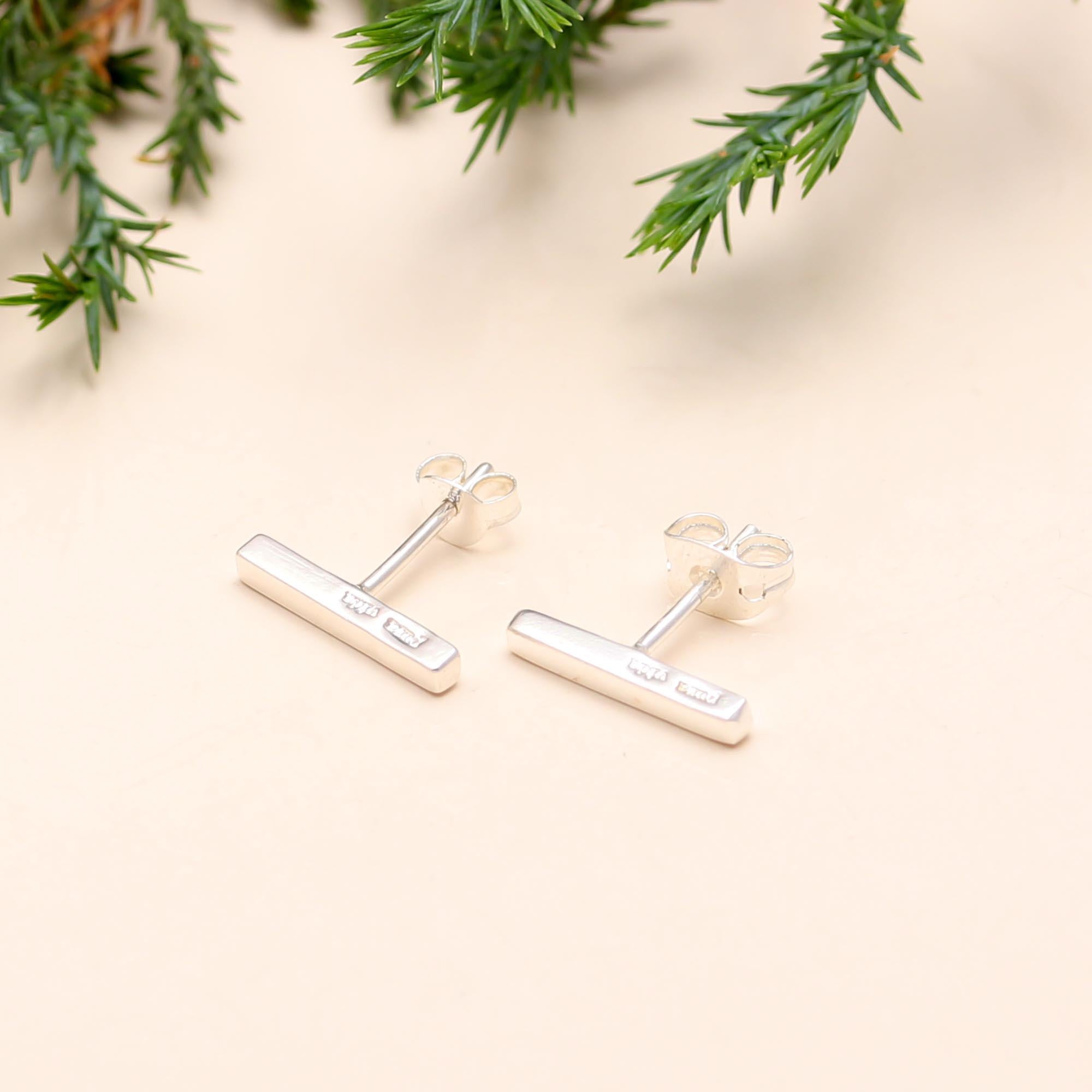 925 Sterling Silver Bar Stud Earrings