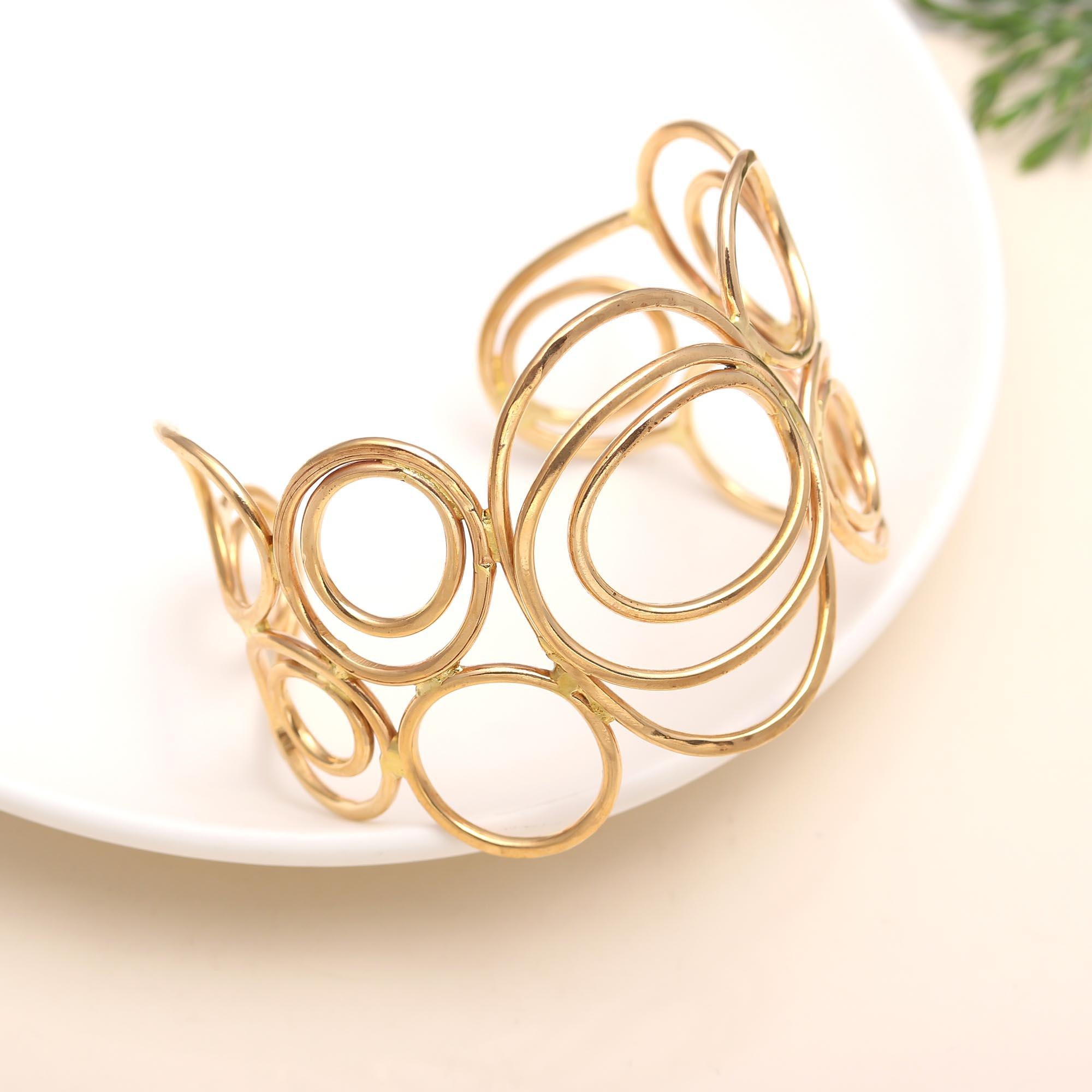 The Gilded Orbit: Multi-Circle Gold Vermeil Statement Cuff
