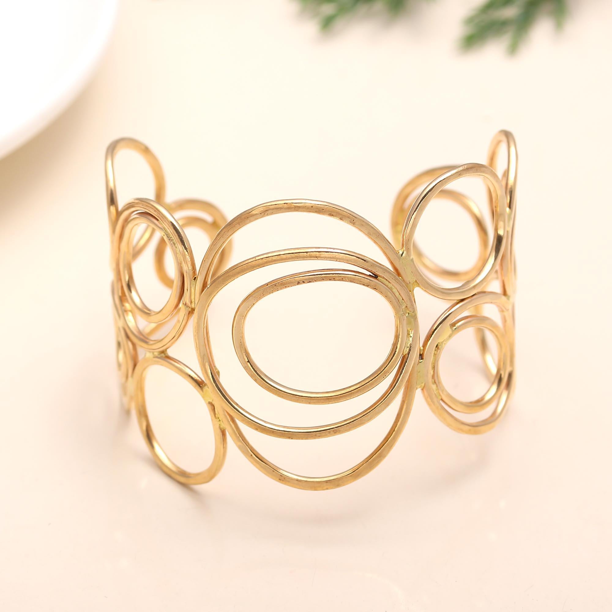 The Gilded Orbit: Multi-Circle Gold Vermeil Statement Cuff