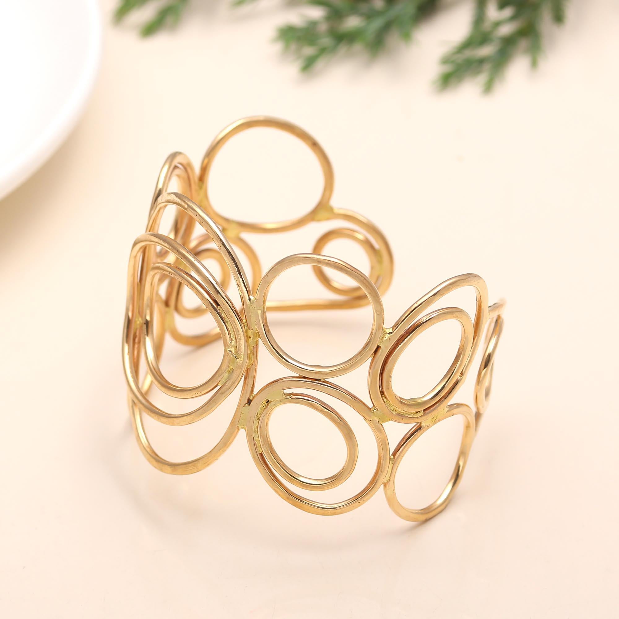 The Gilded Orbit: Multi-Circle Gold Vermeil Statement Cuff